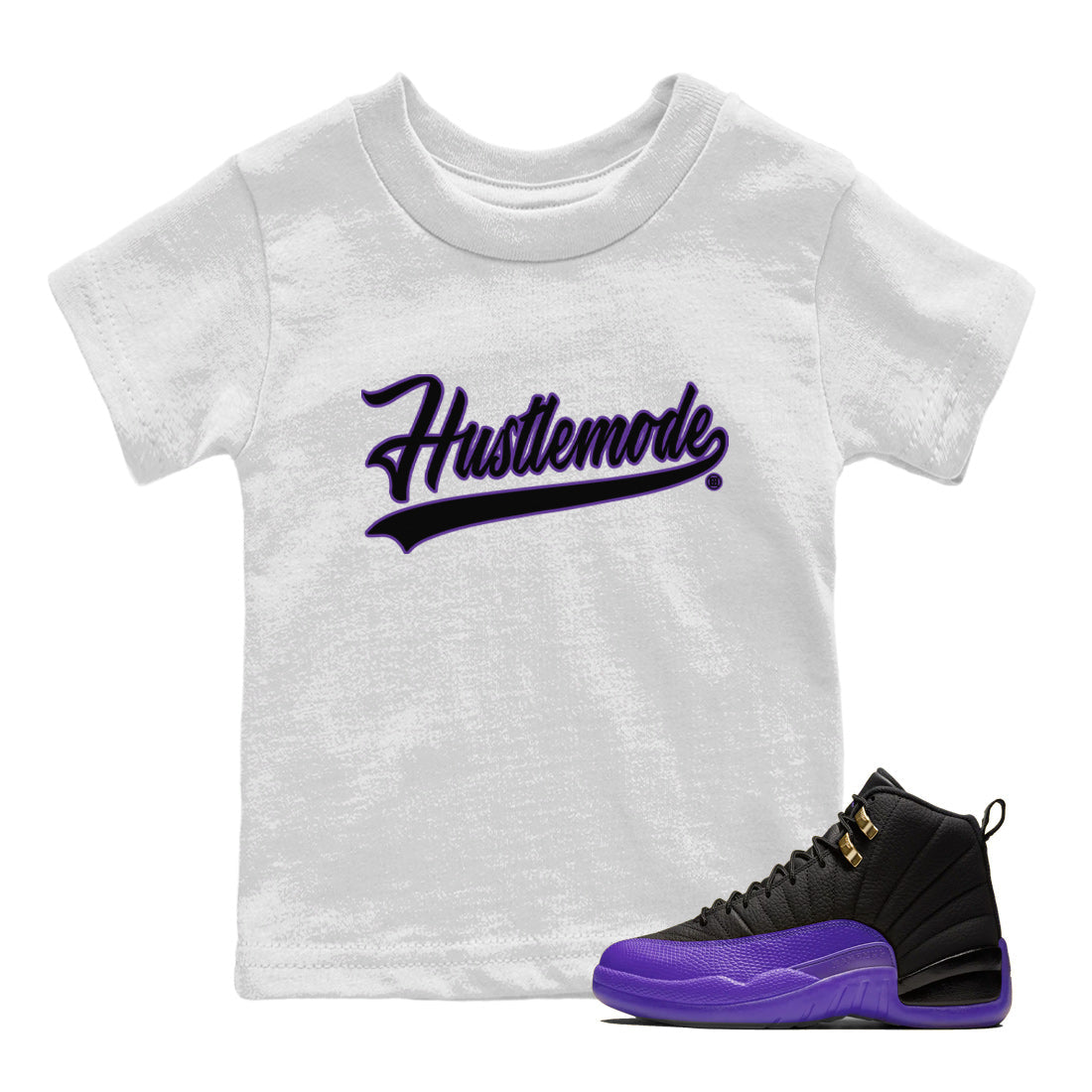 Air Jordan 12 Field Purple Sneaker Match Tees Hustle Mode Sneaker Tees Jordan 12 Field Purple Sneaker Release Tees Kids Shirts White 1