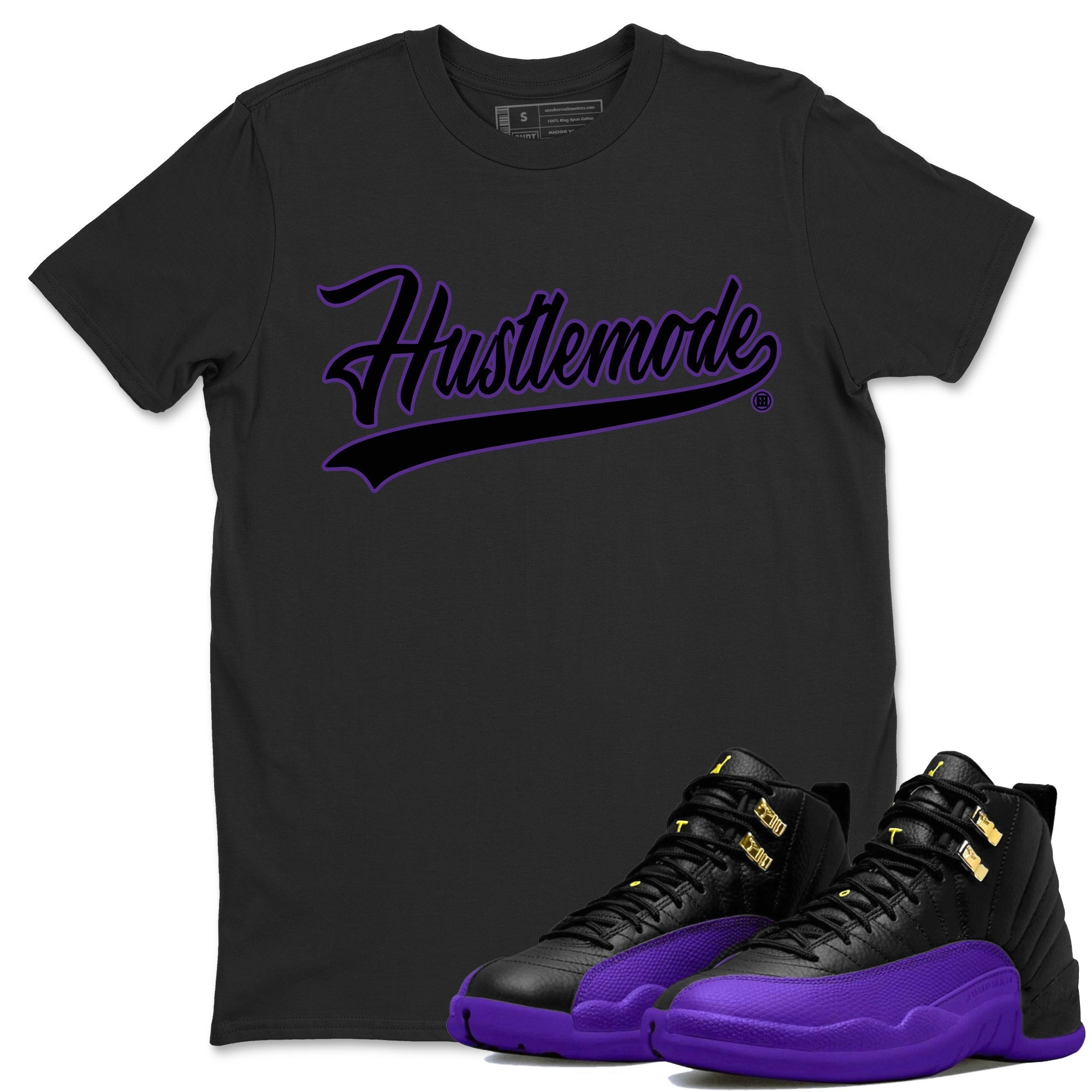 Air Jordan 12 Field Purple Sneaker Match Tees Hustle Mode Sneaker Tees Jordan 12 Field Purple Sneaker Release Tees Unisex Shirts Black 1