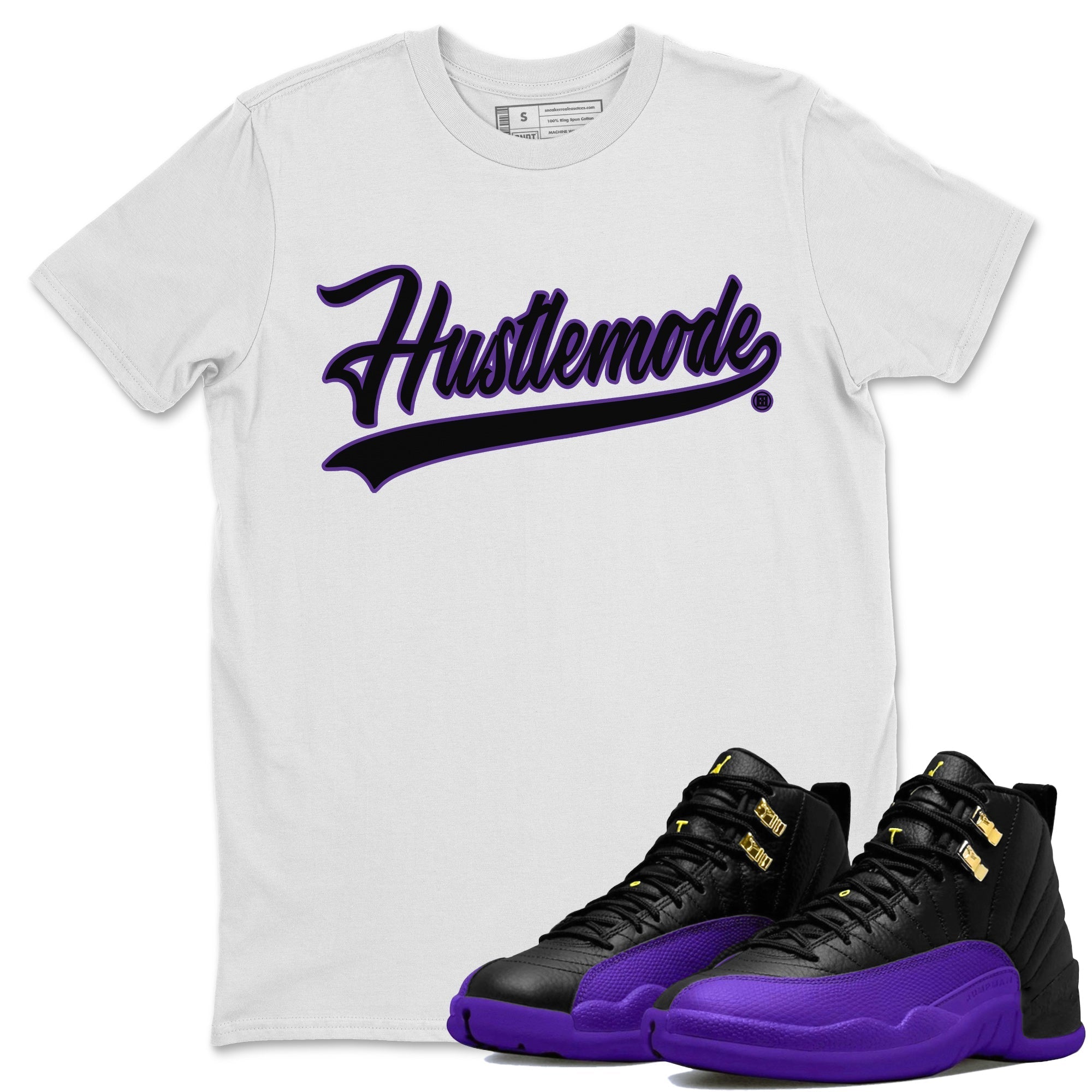Air Jordan 12 Field Purple Sneaker Match Tees Hustle Mode Sneaker Tees Jordan 12 Field Purple Sneaker Release Tees Unisex Shirts White 1