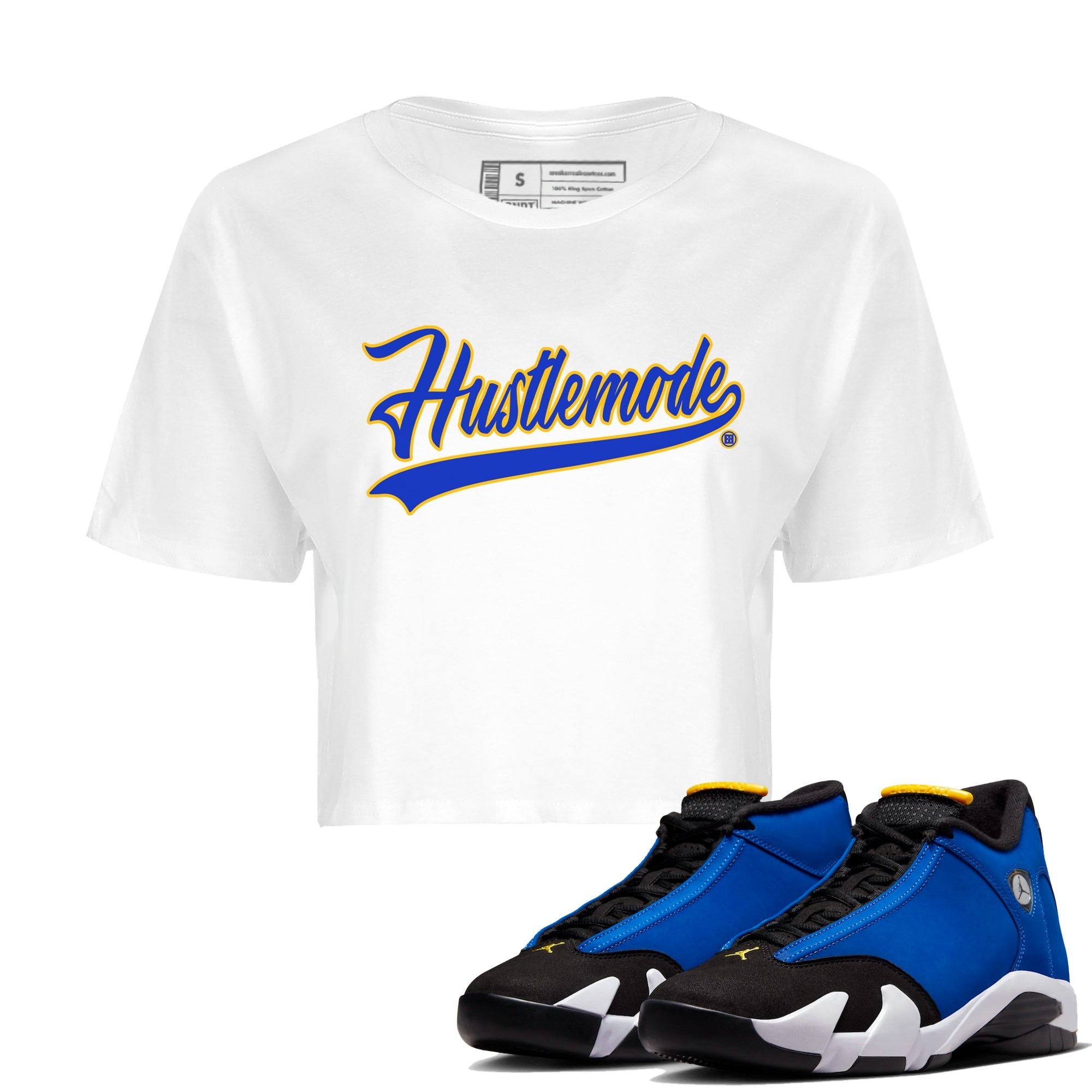 Air Jordan 14 Laney Sneaker Match Tees Hustle Mode Streetwear Sneaker Shirt Jordan 14 Laney Sneaker Release Tees Women's Shirts White 1