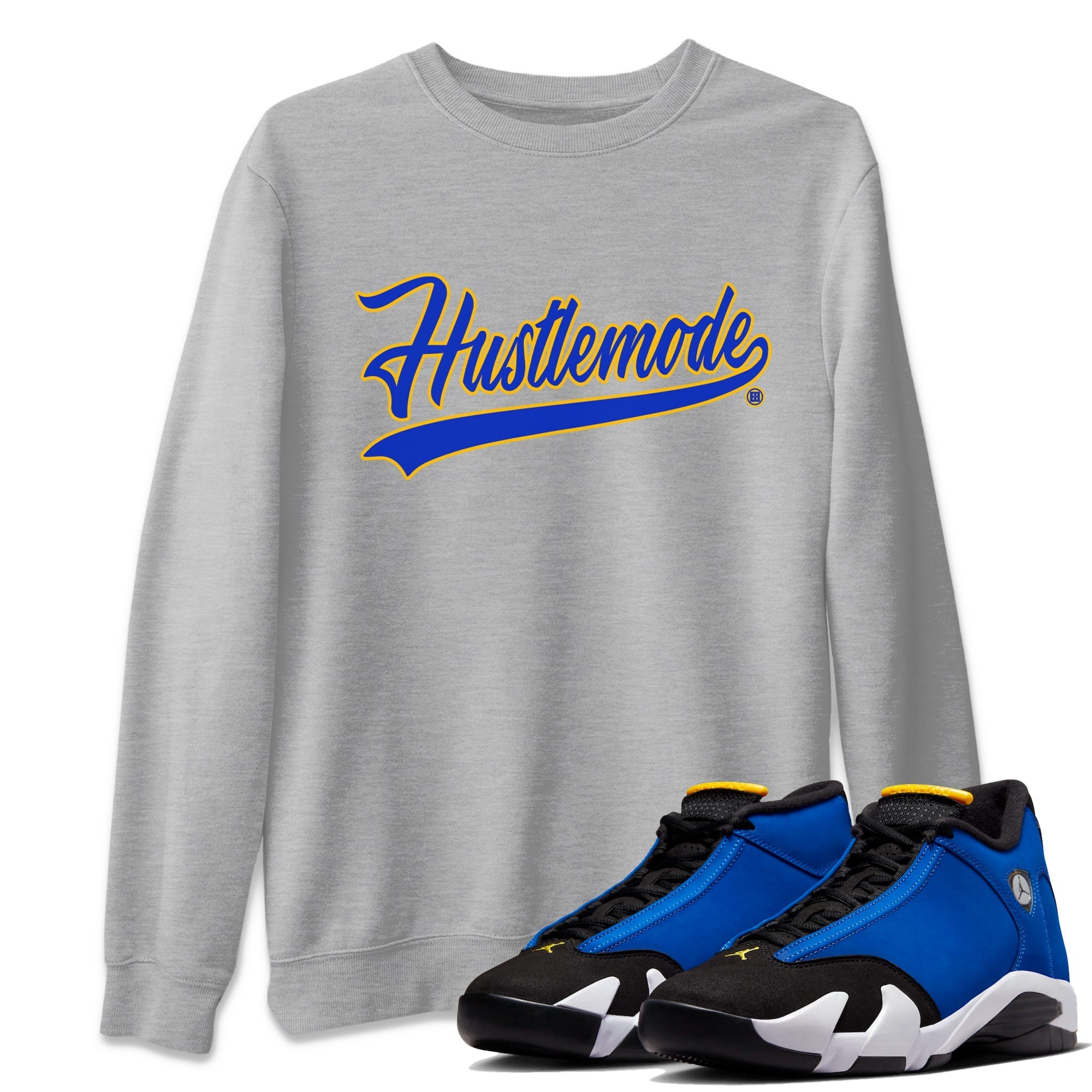 Air Jordan 14 Laney Sneaker Match Tees Hustle Mode Streetwear Sneaker Shirt Jordan 14 Laney Sneaker Release Tees Unisex Shirts Heather Grey 1
