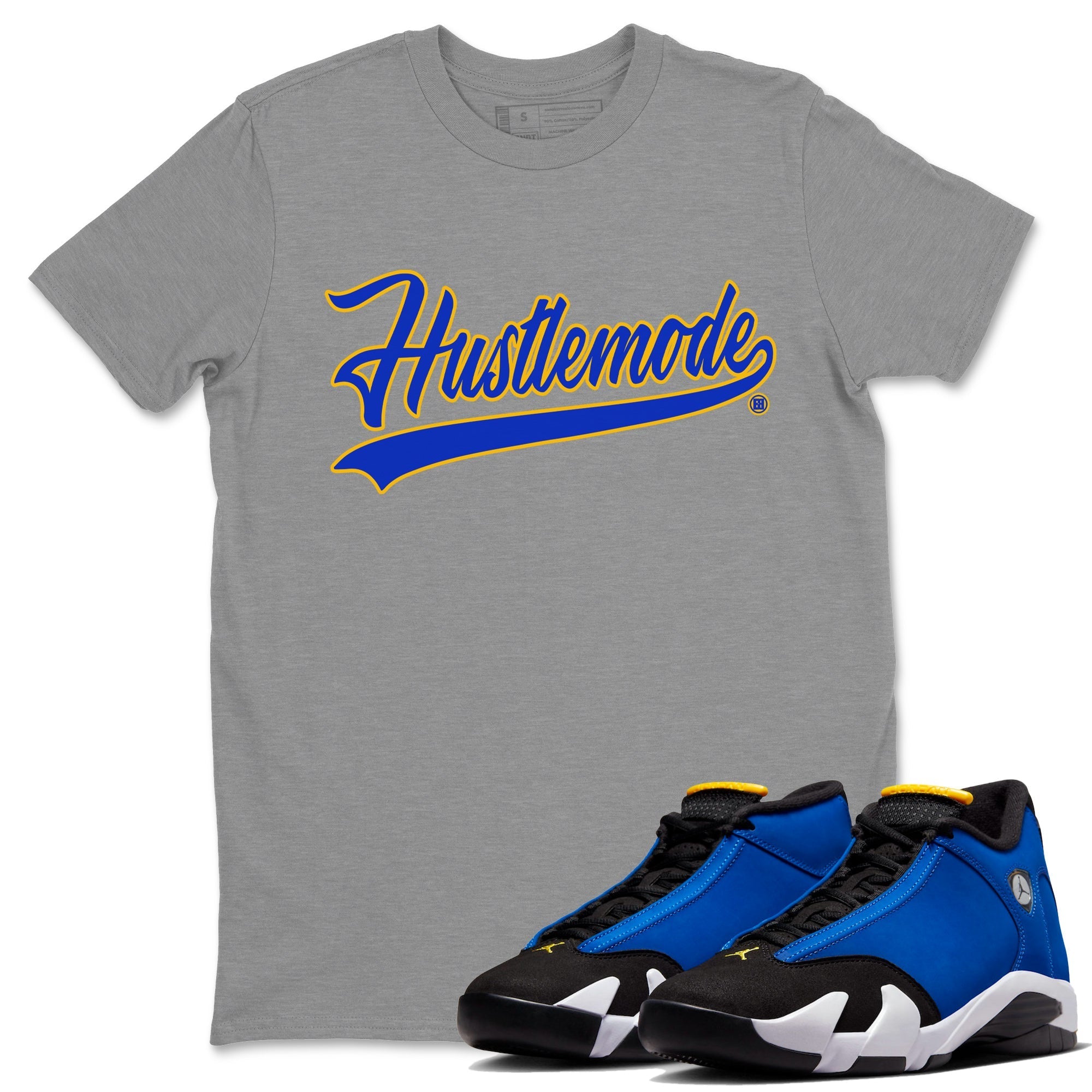 Air Jordan 14 Laney Sneaker Match Tees Hustle Mode Streetwear Sneaker Shirt Jordan 14 Laney Sneaker Release Tees Unisex Shirts Heather Grey 1