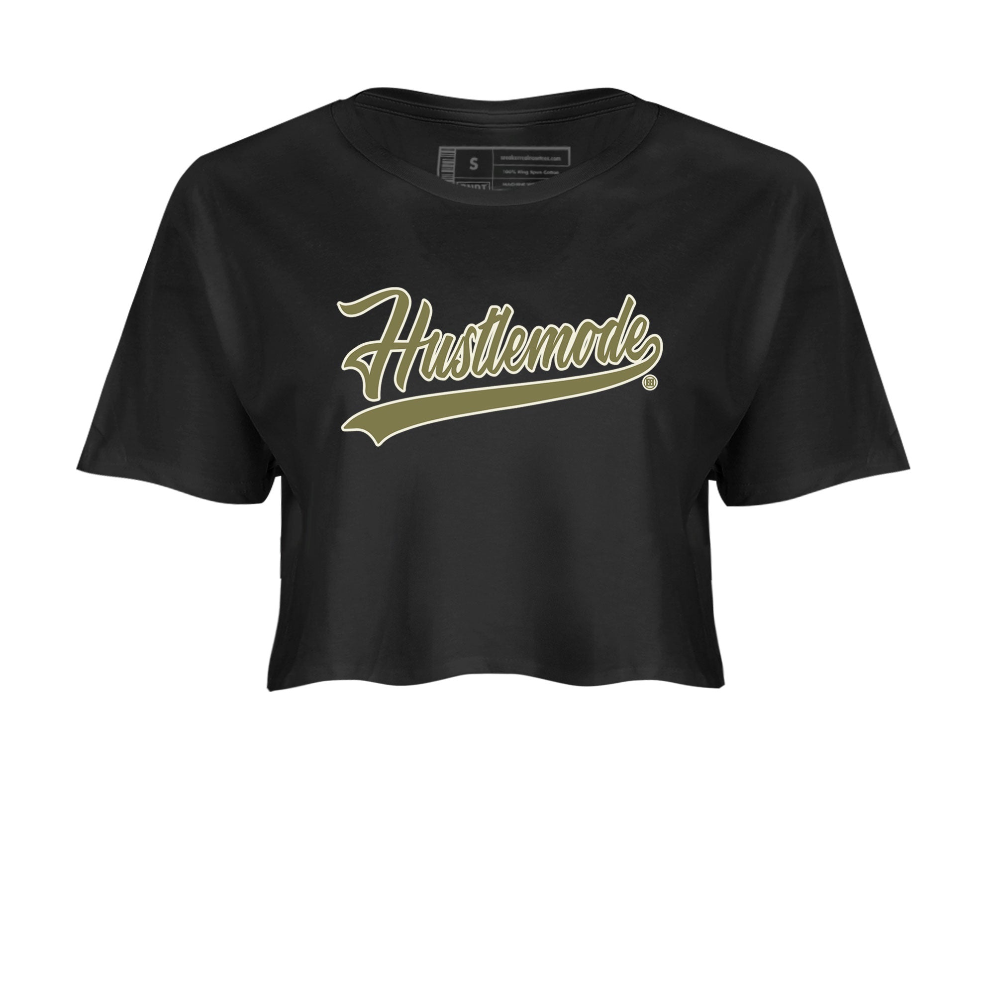 Air Jordan 4 Medium Olive shirt to match jordans streetwear brand Hustle Mode sneaker tees Jordan 4 Retro Medium Olive Drip Gear Zone Sneaker Matching Clothing Brand Black 2 Crop T-Shirt