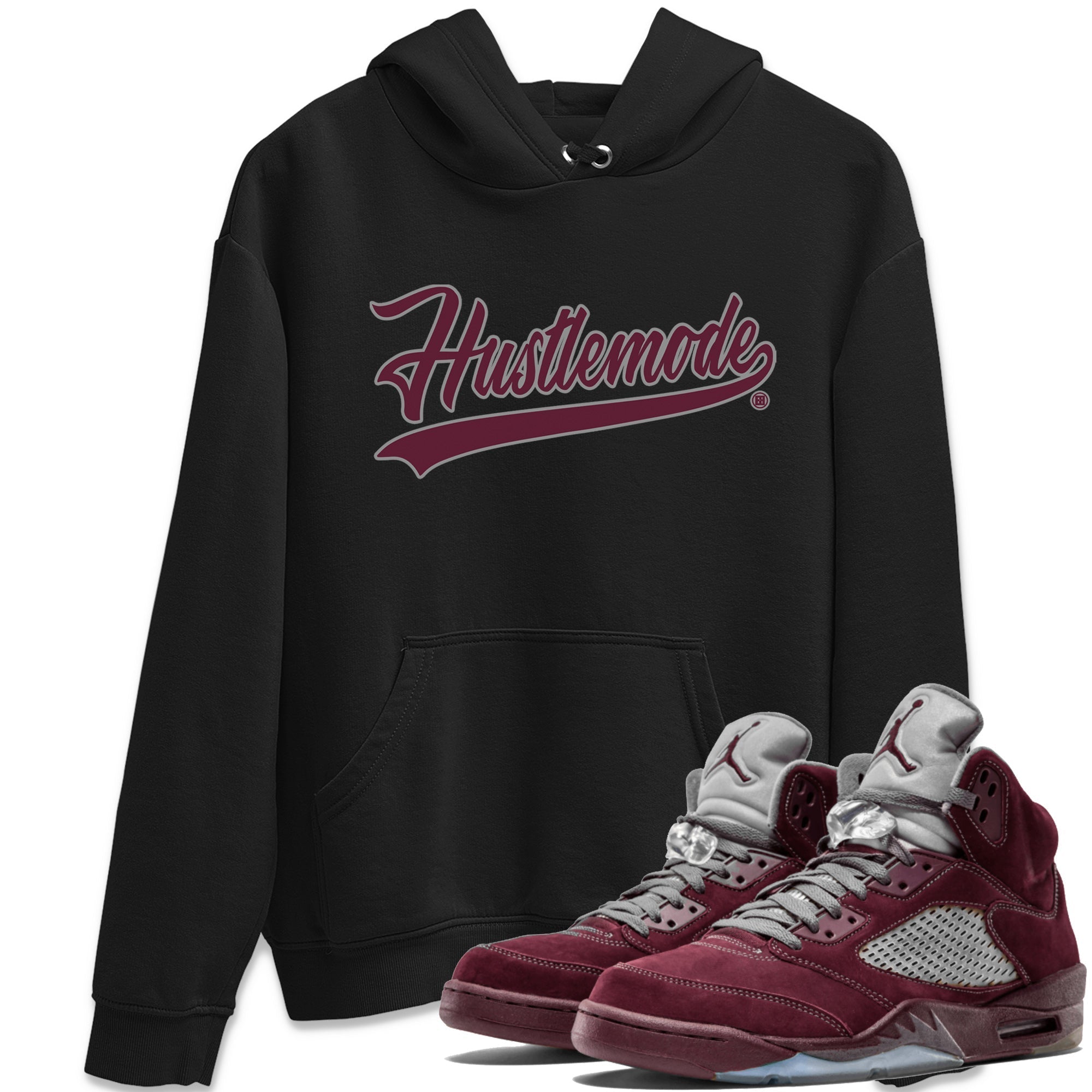 Air Jordan 5 Burgundy Sneaker Match Tees Hustle Mode Sneaker Tees Jordan 5 Burgundy Sneaker Release Tees Unisex Shirts Black 1