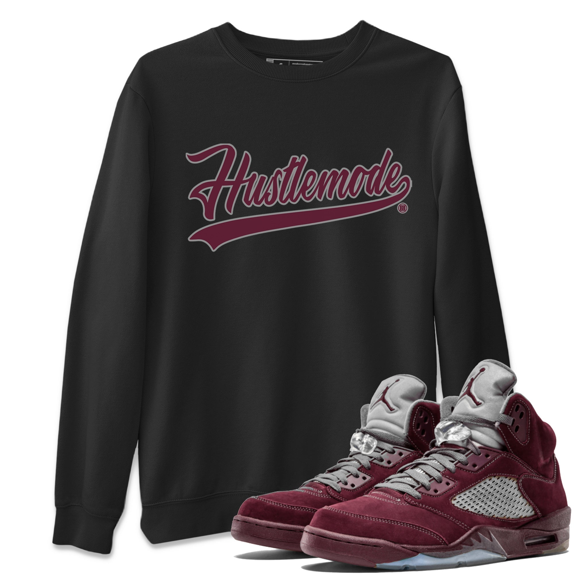 Air Jordan 5 Burgundy Sneaker Match Tees Hustle Mode Sneaker Tees Jordan 5 Burgundy Sneaker Release Tees Unisex Shirts Black 1