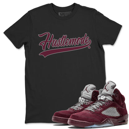 Air Jordan 5 Burgundy Sneaker Match Tees Hustle Mode Sneaker Tees Jordan 5 Burgundy Sneaker Release Tees Unisex Shirts Black 1