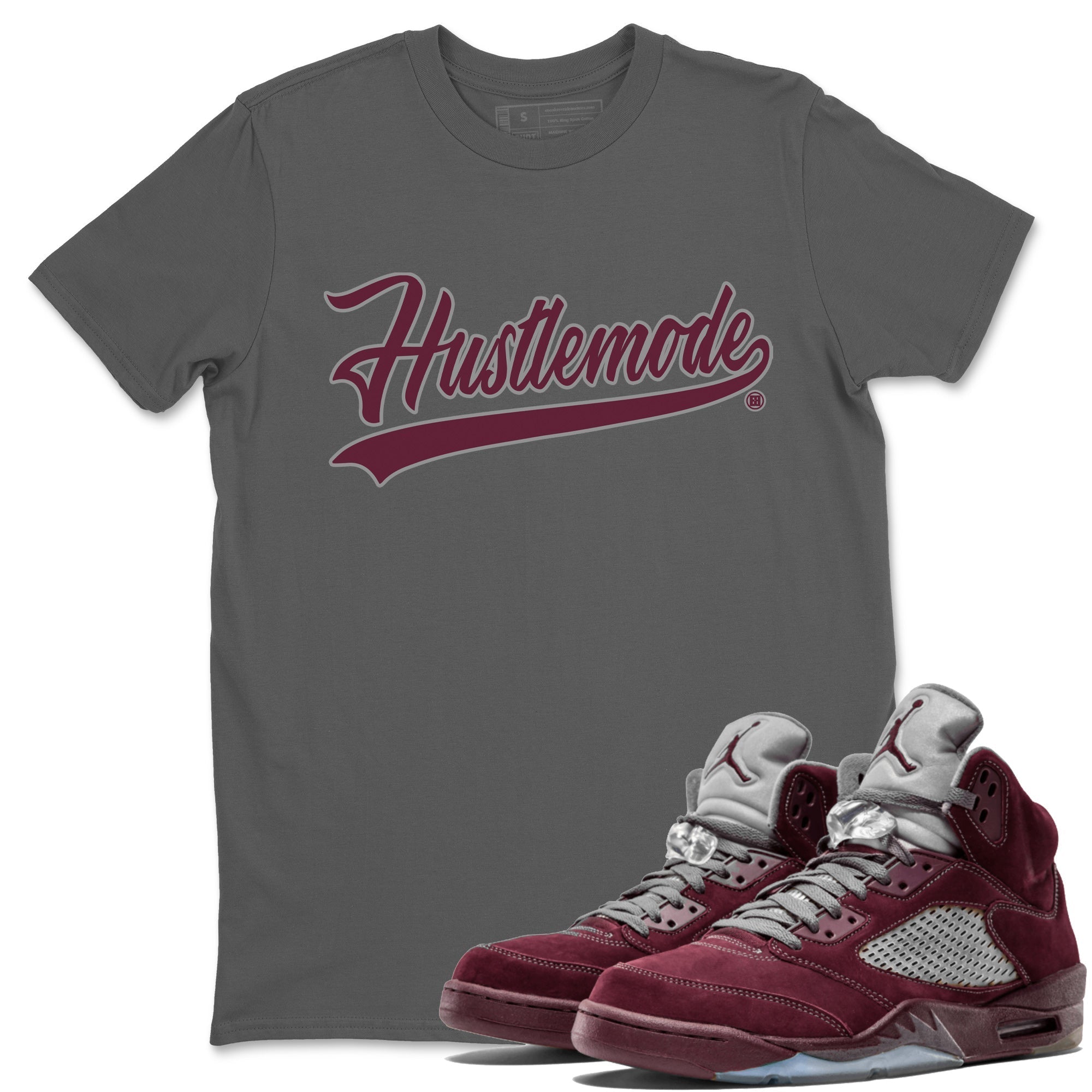 Air Jordan 5 Burgundy Sneaker Match Tees Hustle Mode Sneaker Tees Jordan 5 Burgundy Sneaker Release Tees Unisex Shirts Cool Grey 1