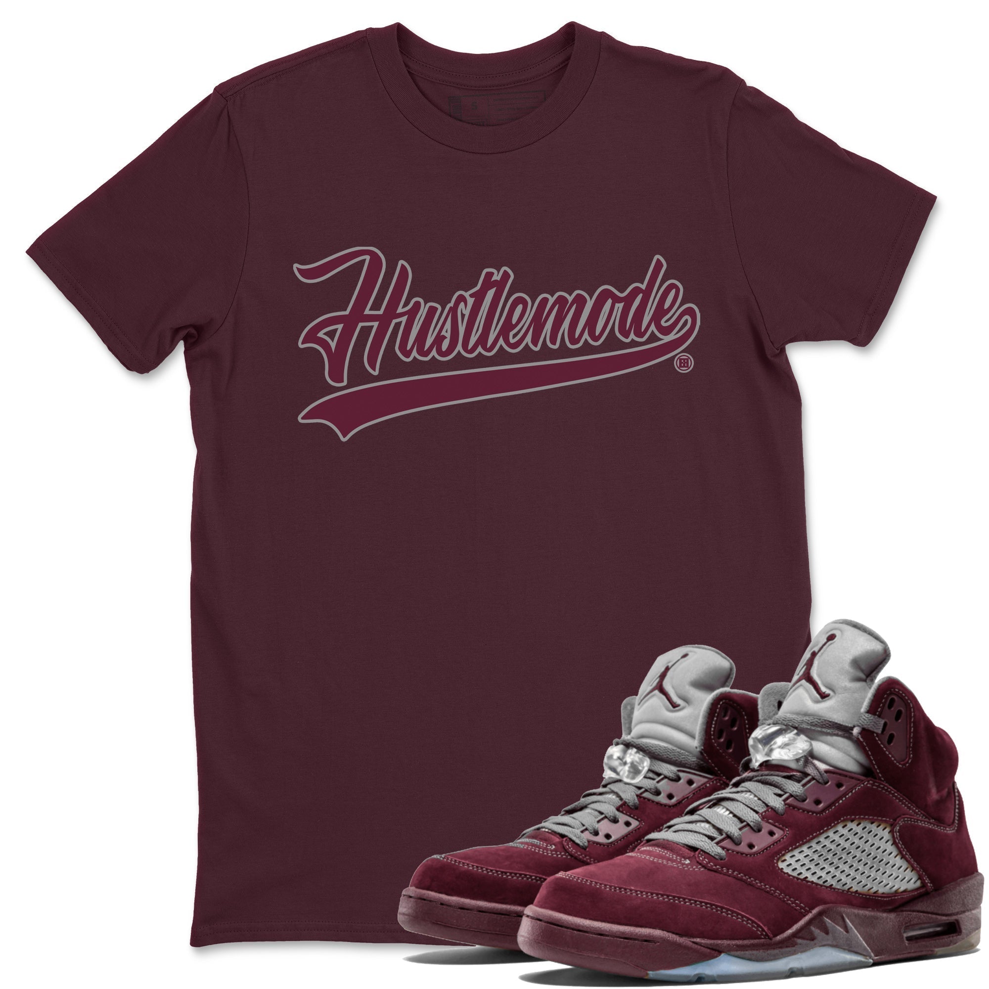 Air Jordan 5 Burgundy Sneaker Match Tees Hustle Mode Sneaker Tees Jordan 5 Burgundy Sneaker Release Tees Unisex Shirts Maroon 1