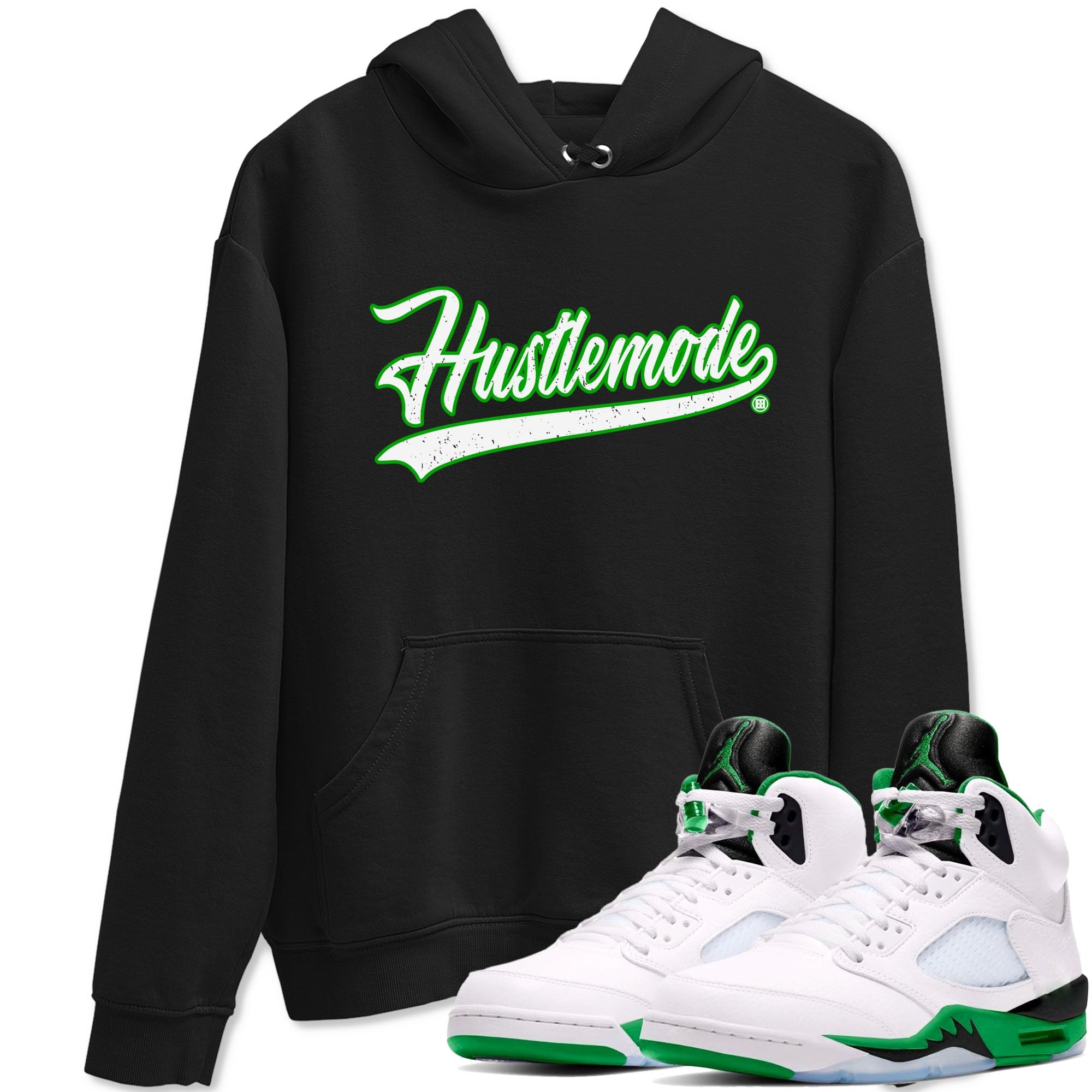 5s Lucky Green shirt to match jordans Hustle Mode sneaker tees Air Jordan 5 Retro Lucky Green Drip Gear Zone unisex cotton Black 1 crew neck shirt