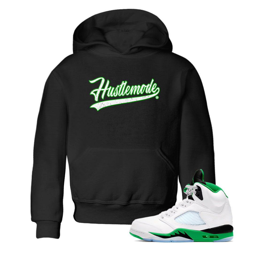 5s Lucky Green shirt to match jordans Hustle Mode sneaker tees Air Jordan 5 Retro Lucky Green Drip Gear Zone baby toddler Black 1 cotton Shirt