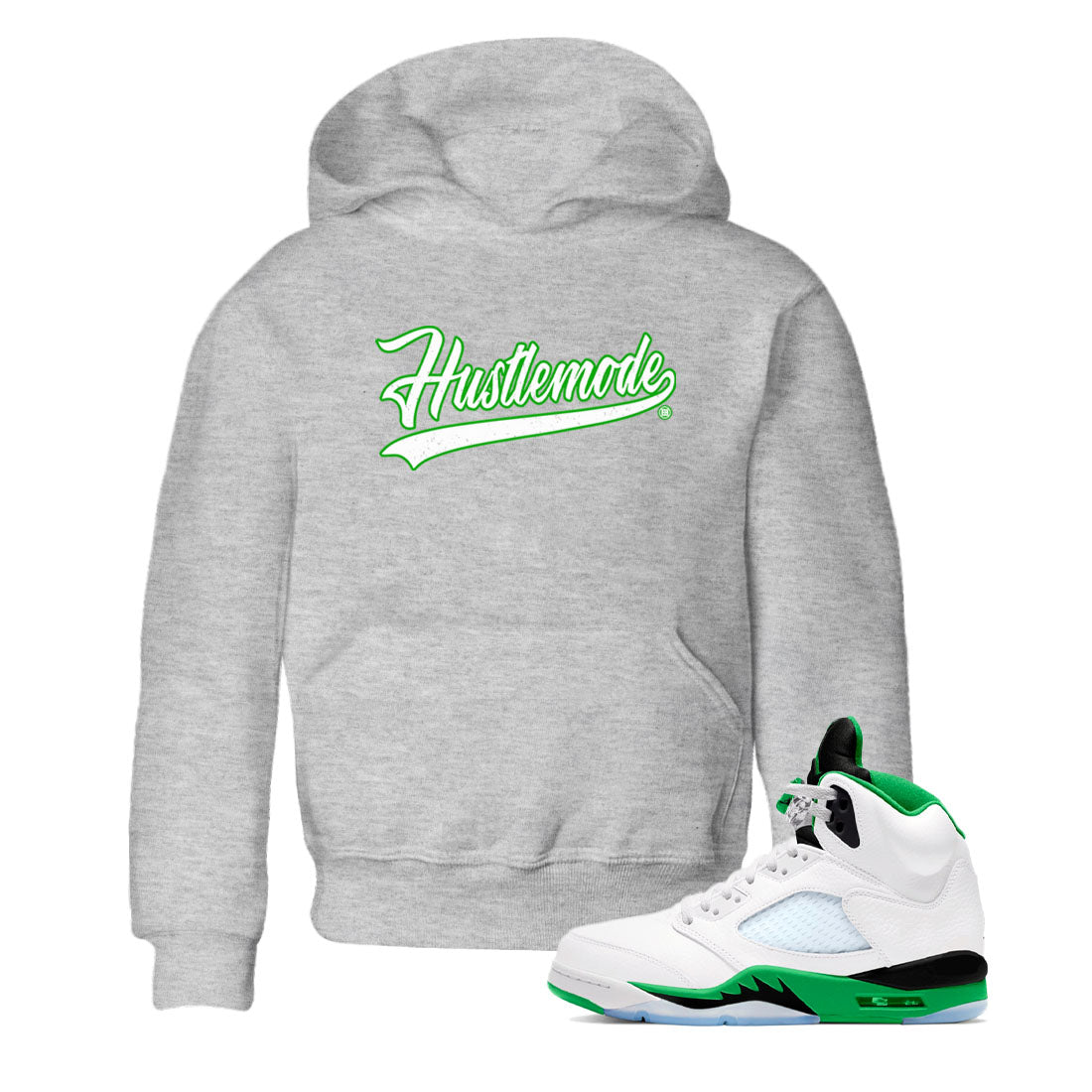 5s Lucky Green shirt to match jordans Hustle Mode sneaker tees Air Jordan 5 Retro Lucky Green Drip Gear Zone baby toddler Heather Grey 1 cotton Shirt