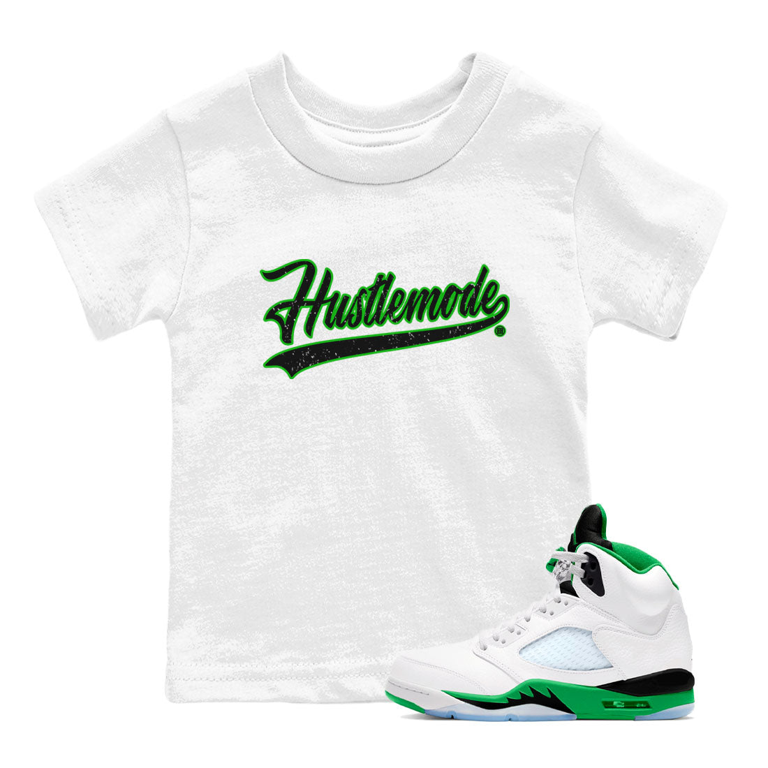 5s Lucky Green shirt to match jordans Hustle Mode sneaker tees Air Jordan 5 Retro Lucky Green Drip Gear Zone baby toddler White 1 cotton Shirt