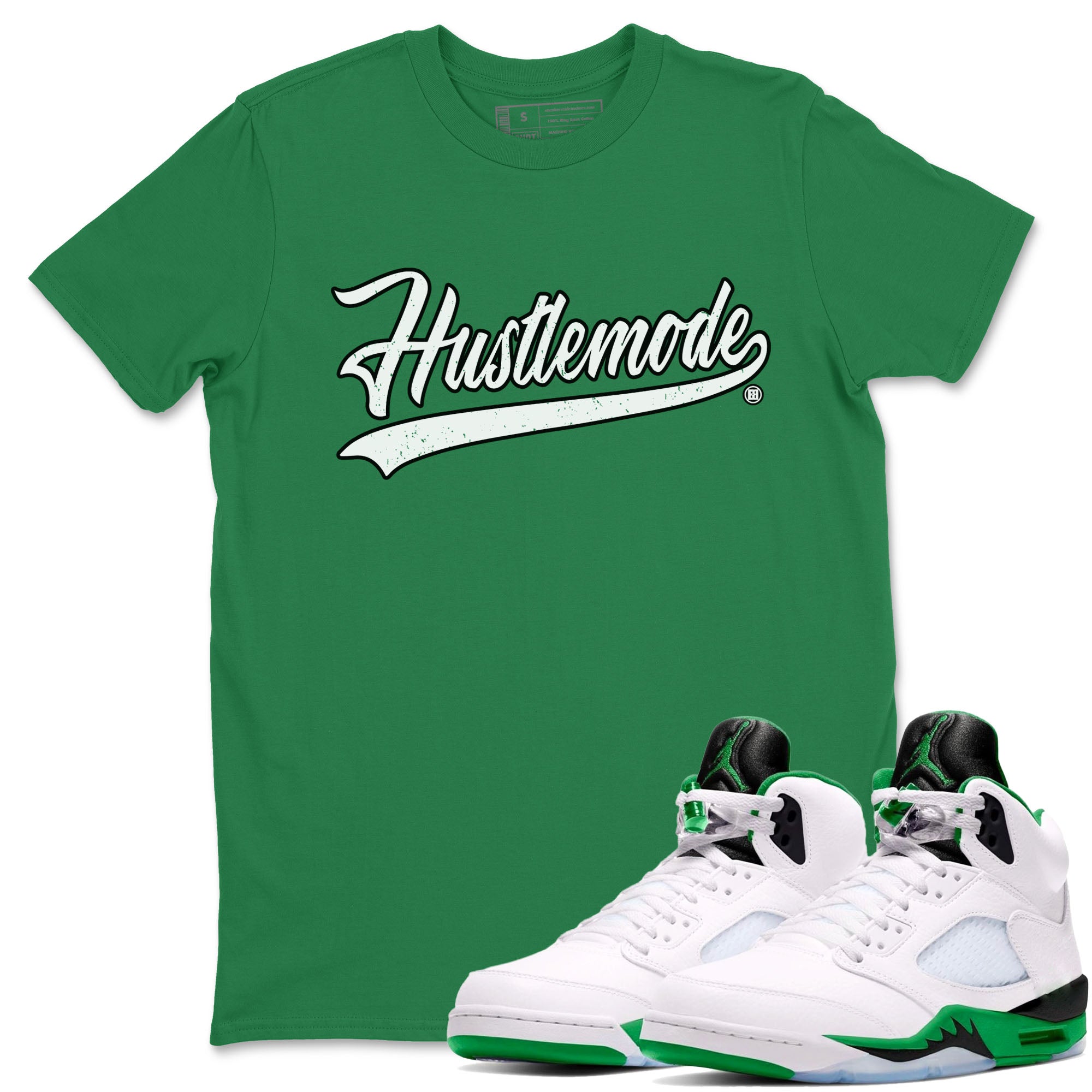 5s Lucky Green shirt to match jordans Hustle Mode sneaker tees Air Jordan 5 Retro Lucky Green Drip Gear Zone unisex cotton Kelly Green 1 crew neck shirt