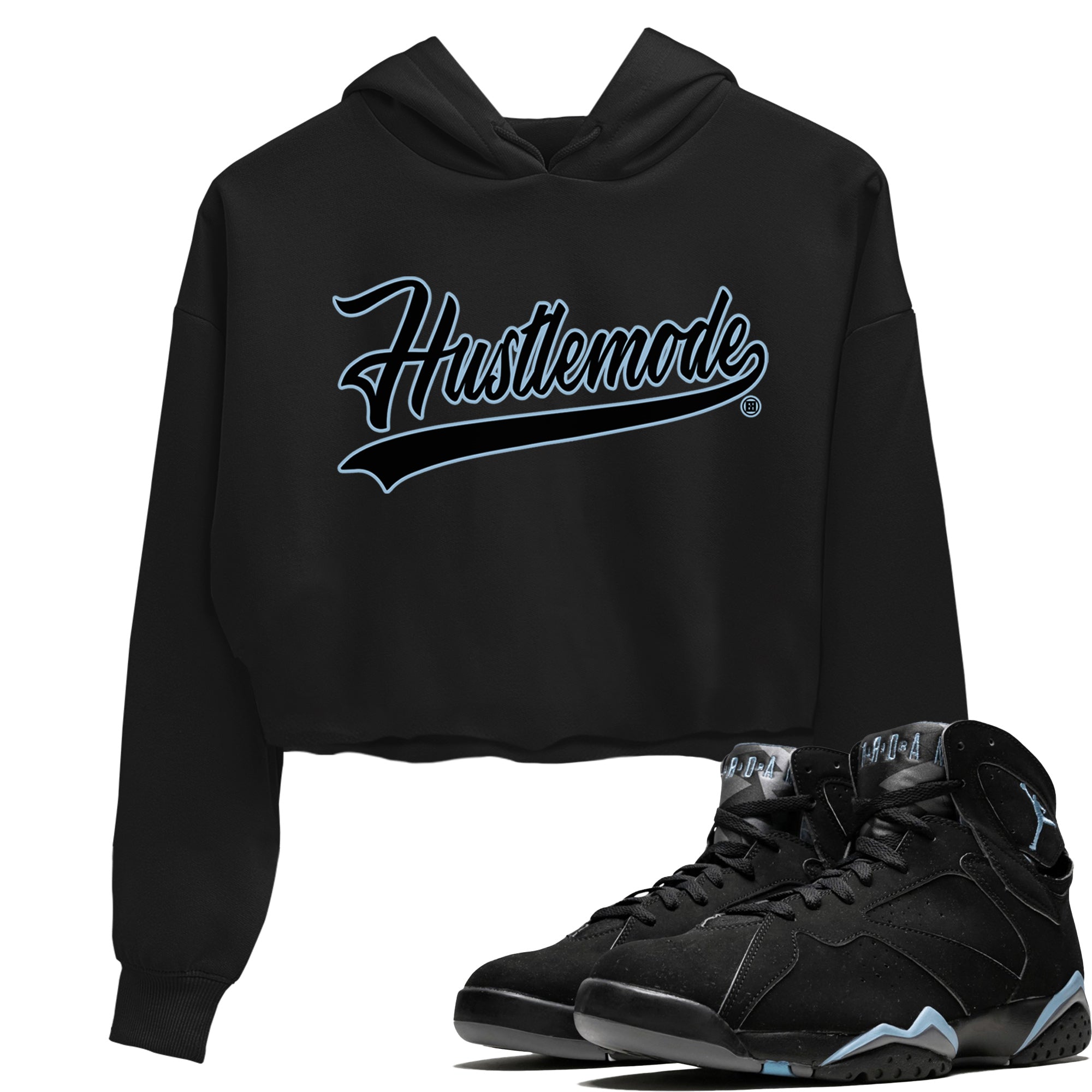 Jordan 7 Chambray T-Shirt Hustle Mode Sneaker Tees Air Jordan 7 Chambray Sneaker Release Tees Women's Shirts Black 1