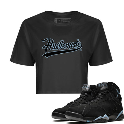 Jordan 7 Chambray T-Shirt Hustle Mode Sneaker Tees Air Jordan 7 Chambray Sneaker Release Tees Women's Shirts Black 1