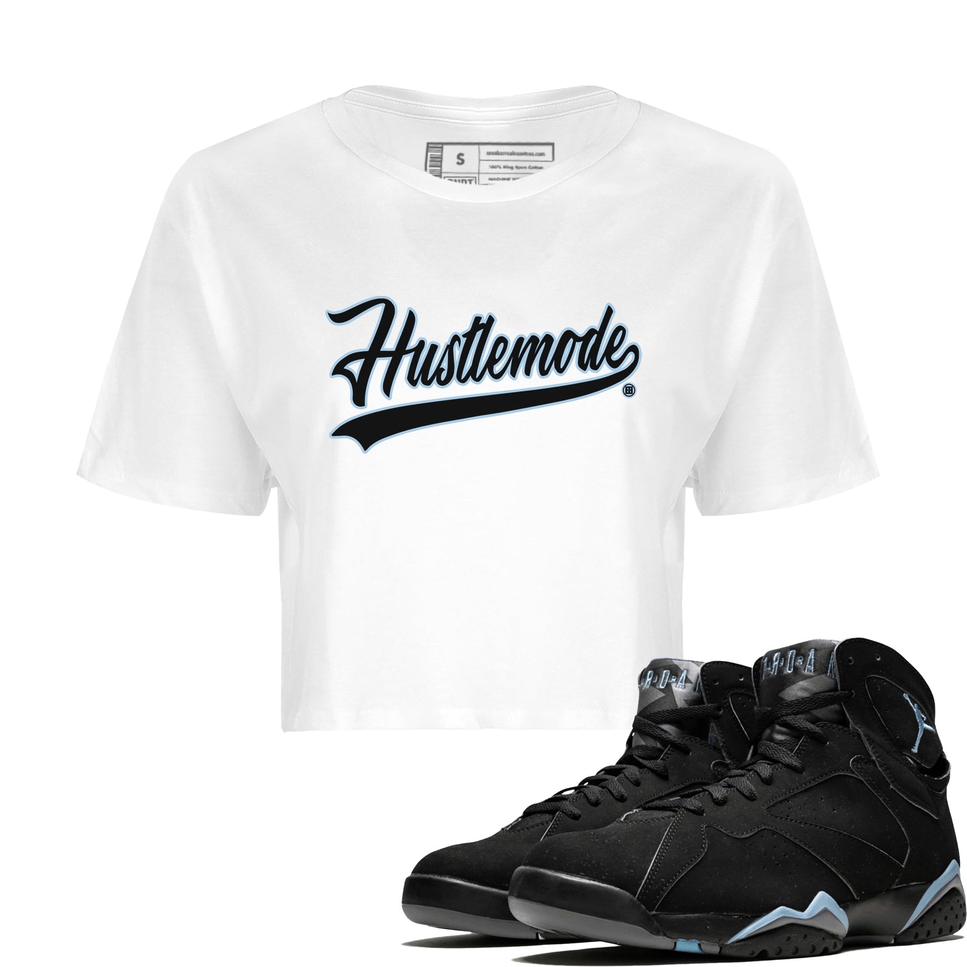 Jordan 7 Chambray T-Shirt Hustle Mode Sneaker Tees Air Jordan 7 Chambray Sneaker Release Tees Women's Shirts White 1