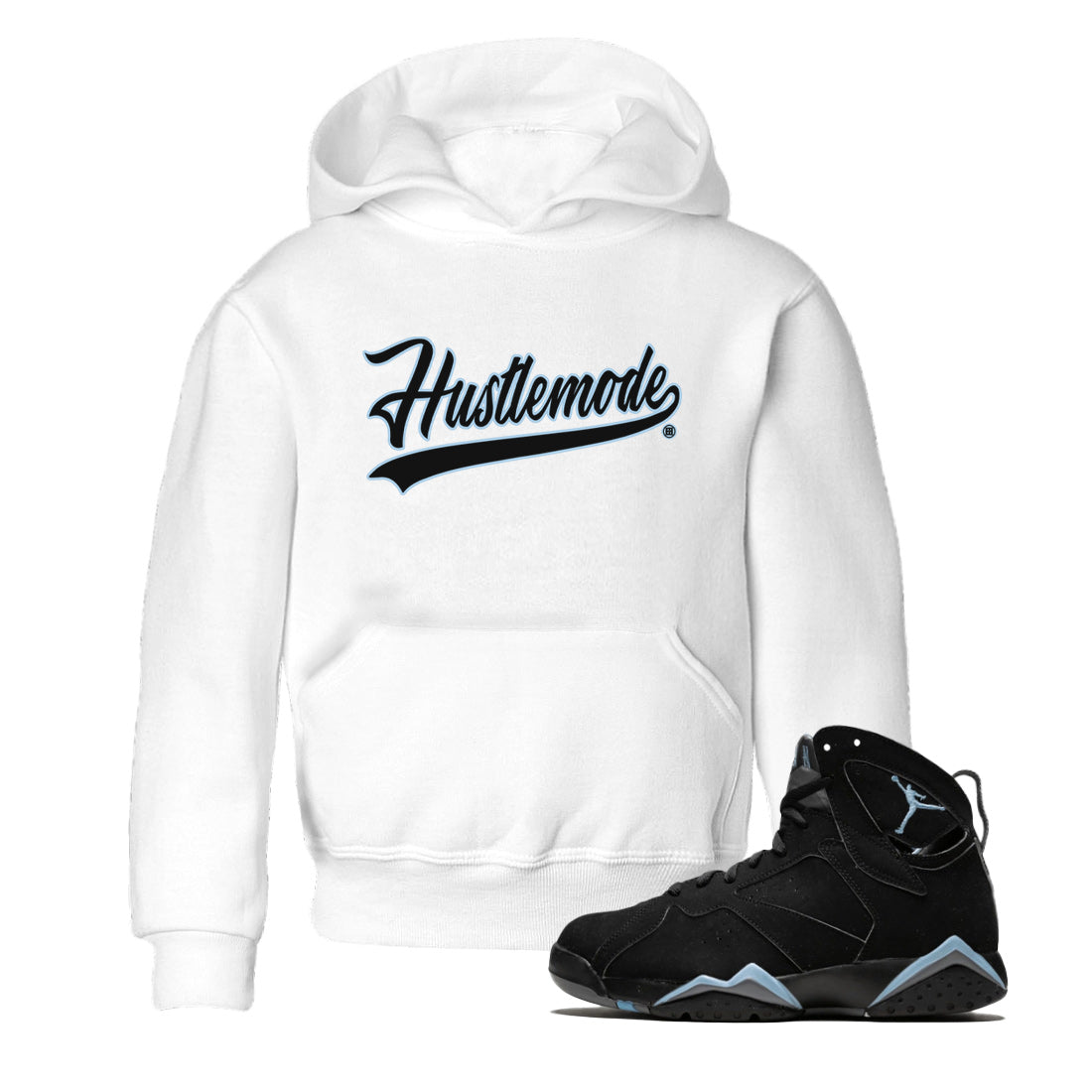 Jordan 7 Chambray T-Shirt Hustle Mode Sneaker Tees Air Jordan 7 Chambray Sneaker Release Tees Kids Shirts White 1