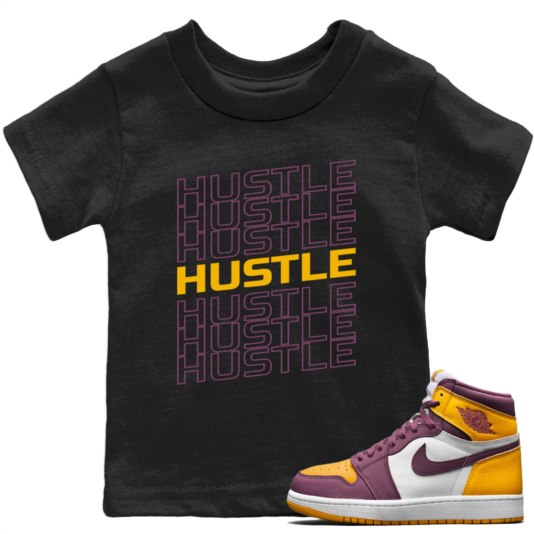 Jordan 1 Brotherhood Sneaker Matching T-Shirt Hustle Typo Sneaker Tees Jordan 1 Brotherhood Sneaker Release Tees Kids Shirts
