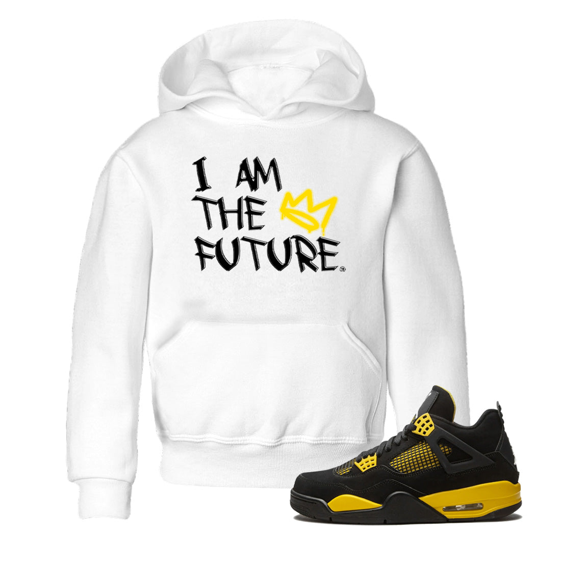 Air Jordan 4 Thunder Sneaker Match Tees I Am The Future Streetwear Sneaker Shirt Air Jordan 4 Retro Thunder Sneaker Release Tees Kids Shirts White 1