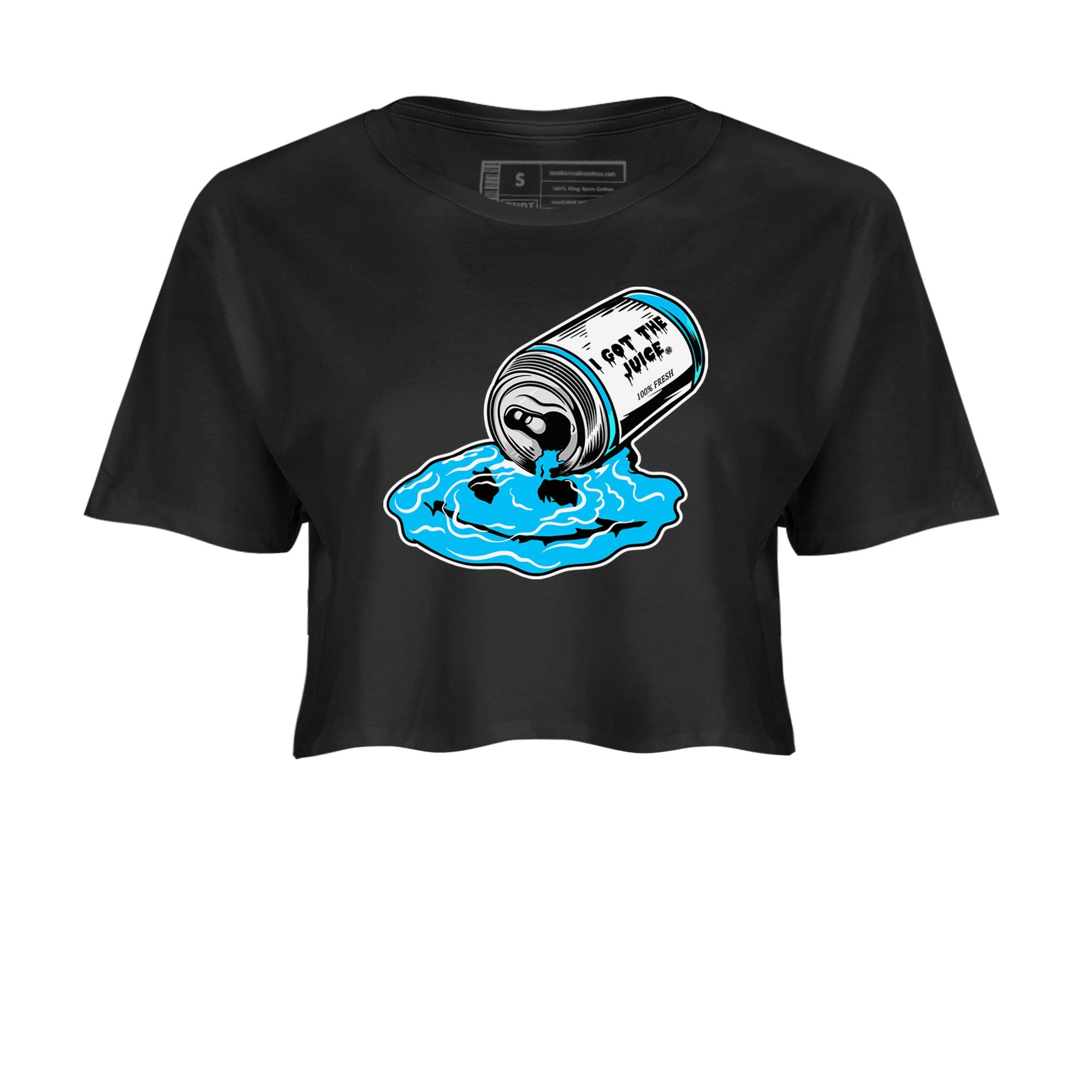 9s Powder Blue shirt to match jordans I Got The Juice sneaker tees Air Jordan 9 Powder Blue Drip Gear Zone Black 2 crop length shirt