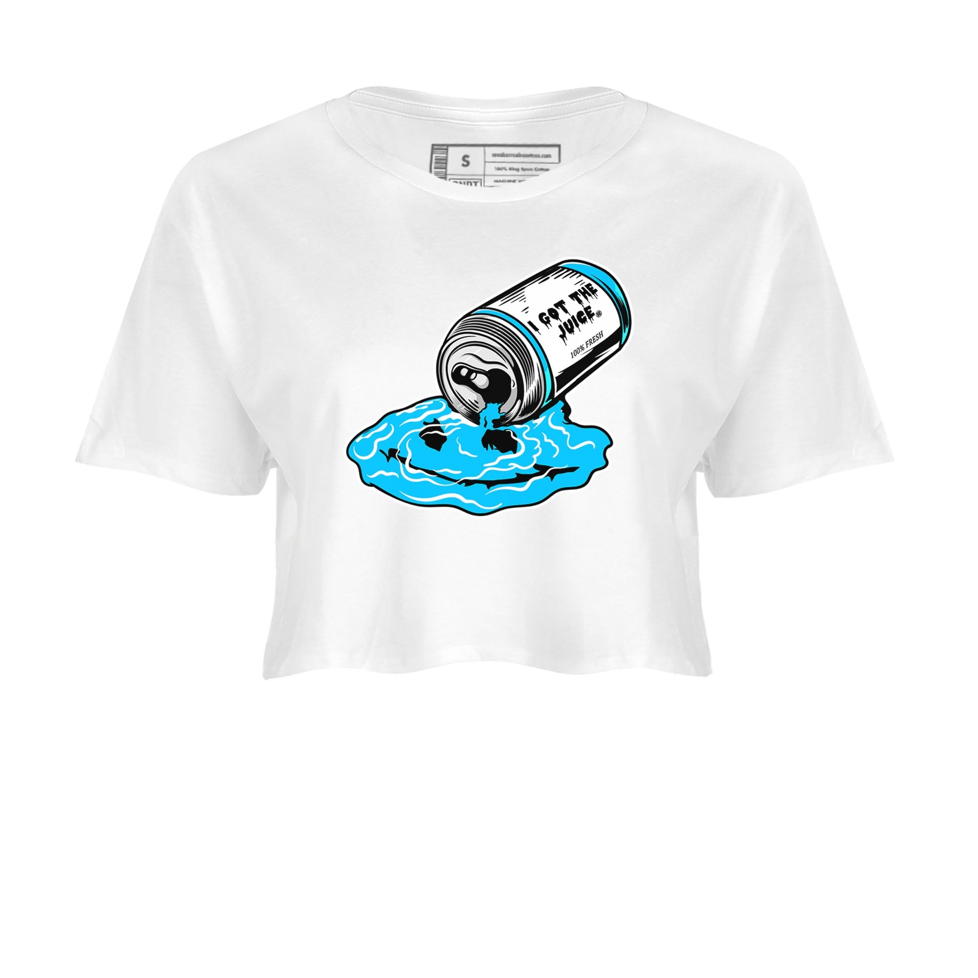 9s Powder Blue shirt to match jordans I Got The Juice sneaker tees Air Jordan 9 Powder Blue Drip Gear Zone White 2 crop length shirt