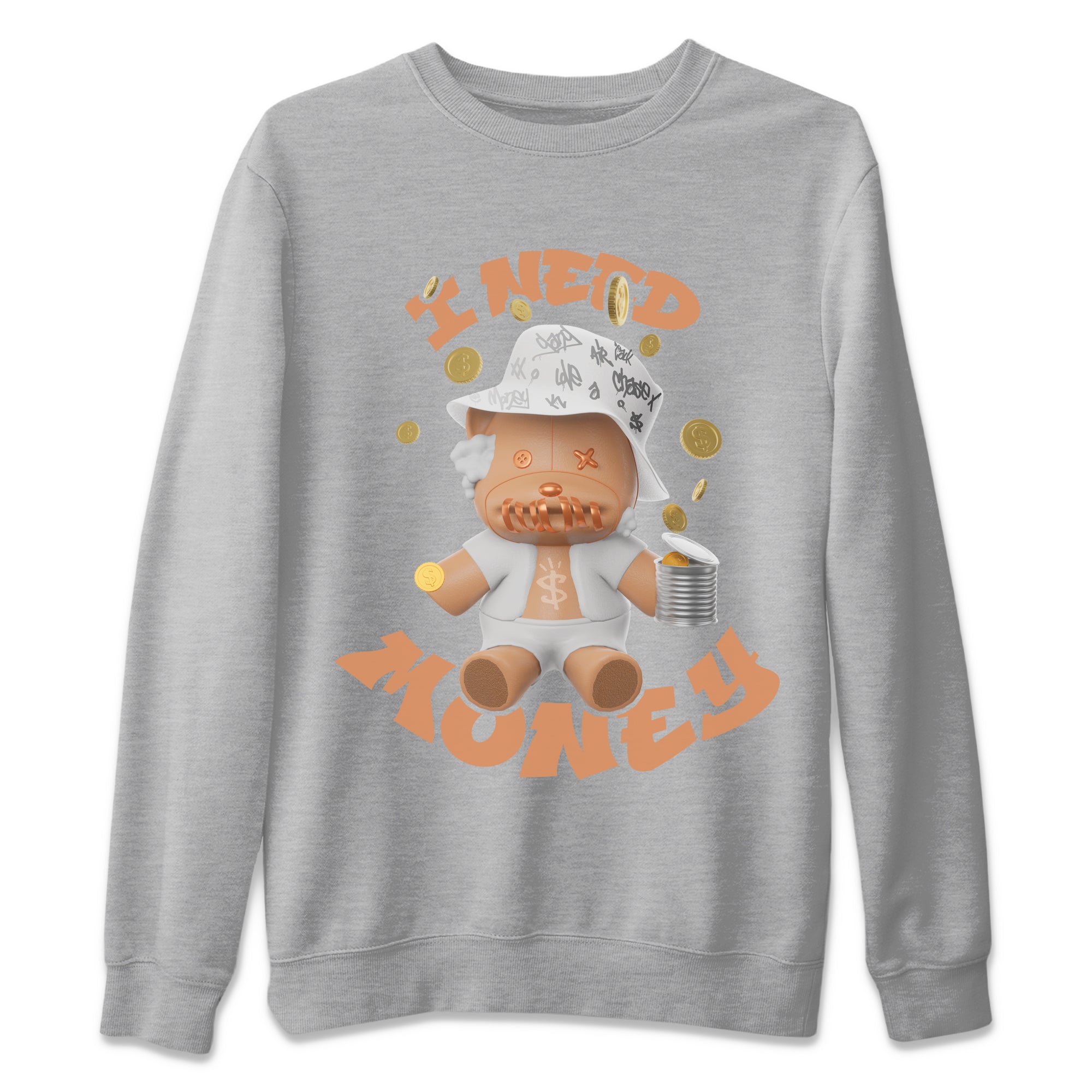 Air Jordan 1 Praline shirt to match jordans I Need Money Streetwear Sneaker Shirt AJ1Praline Drip Gear Zone Sneaker Matching Clothing Unisex Heather Grey 2 T-Shirt