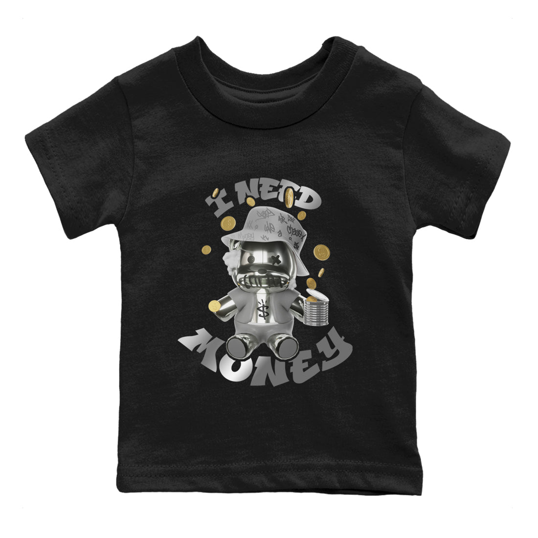 Air Jordan 4 Frozen Moments shirt to match jordans I Need Money Streetwear Sneaker Shirt AJ4 Frozen Moments Drip Gear Zone Sneaker Matching Clothing Baby Toddler Black 2 T-Shirt