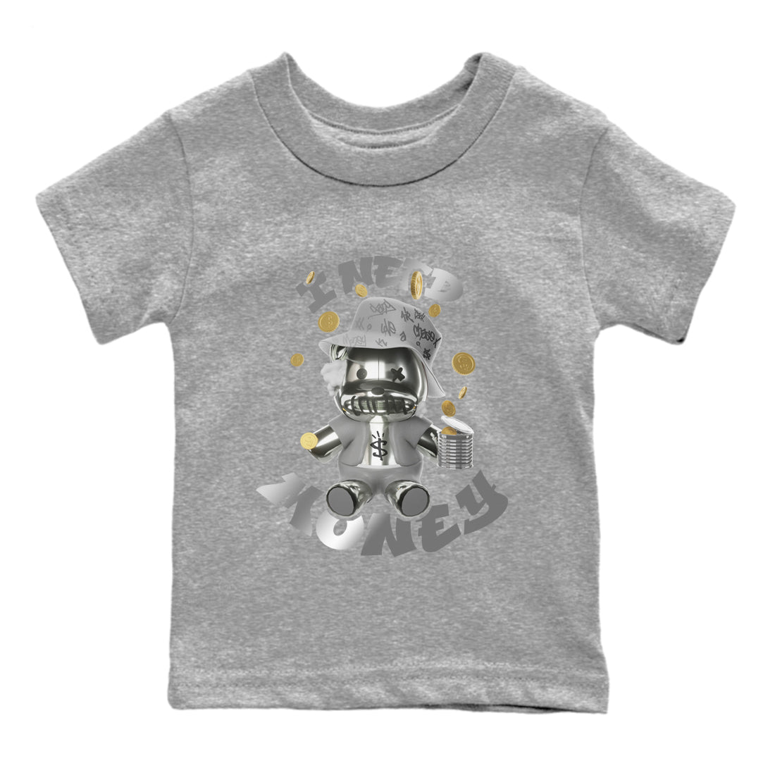Air Jordan 4 Frozen Moments shirt to match jordans I Need Money Streetwear Sneaker Shirt AJ4 Frozen Moments Drip Gear Zone Sneaker Matching Clothing Baby Toddler Heather Grey 2 T-Shirt