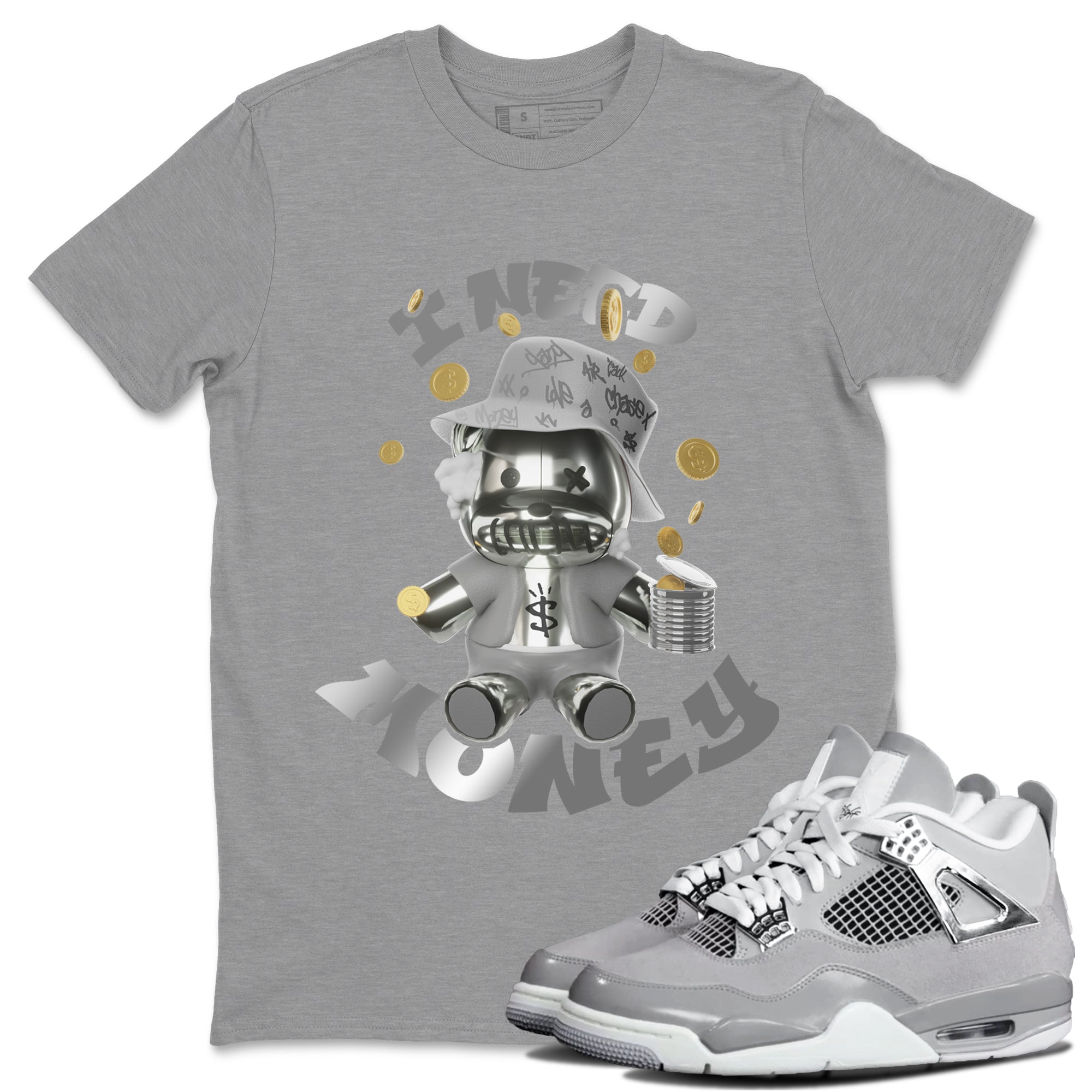 Air Jordan 4 Frozen Moments shirt to match jordans I Need Money Streetwear Sneaker Shirt AJ4 Frozen Moments Drip Gear Zone Sneaker Matching Clothing Unisex Heather Grey 1 T-Shirt