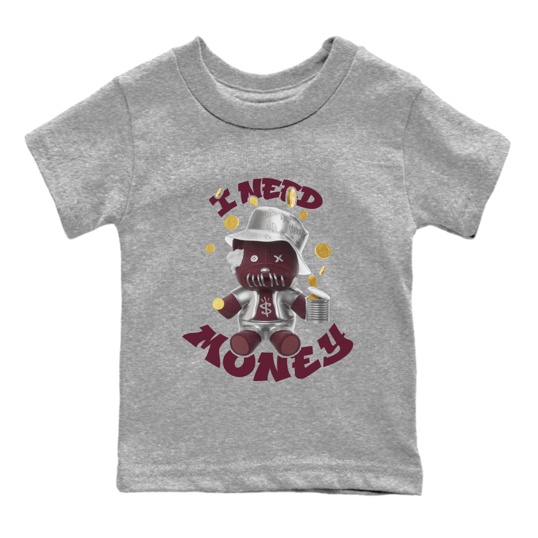 Air Jordan 5 Burgundy shirt to match jordans I Need Money Streetwear Sneaker Shirt AJ5 Burgundy Drip Gear Zone Sneaker Matching Clothing Baby Toddler Heather Grey 2 T-Shirt