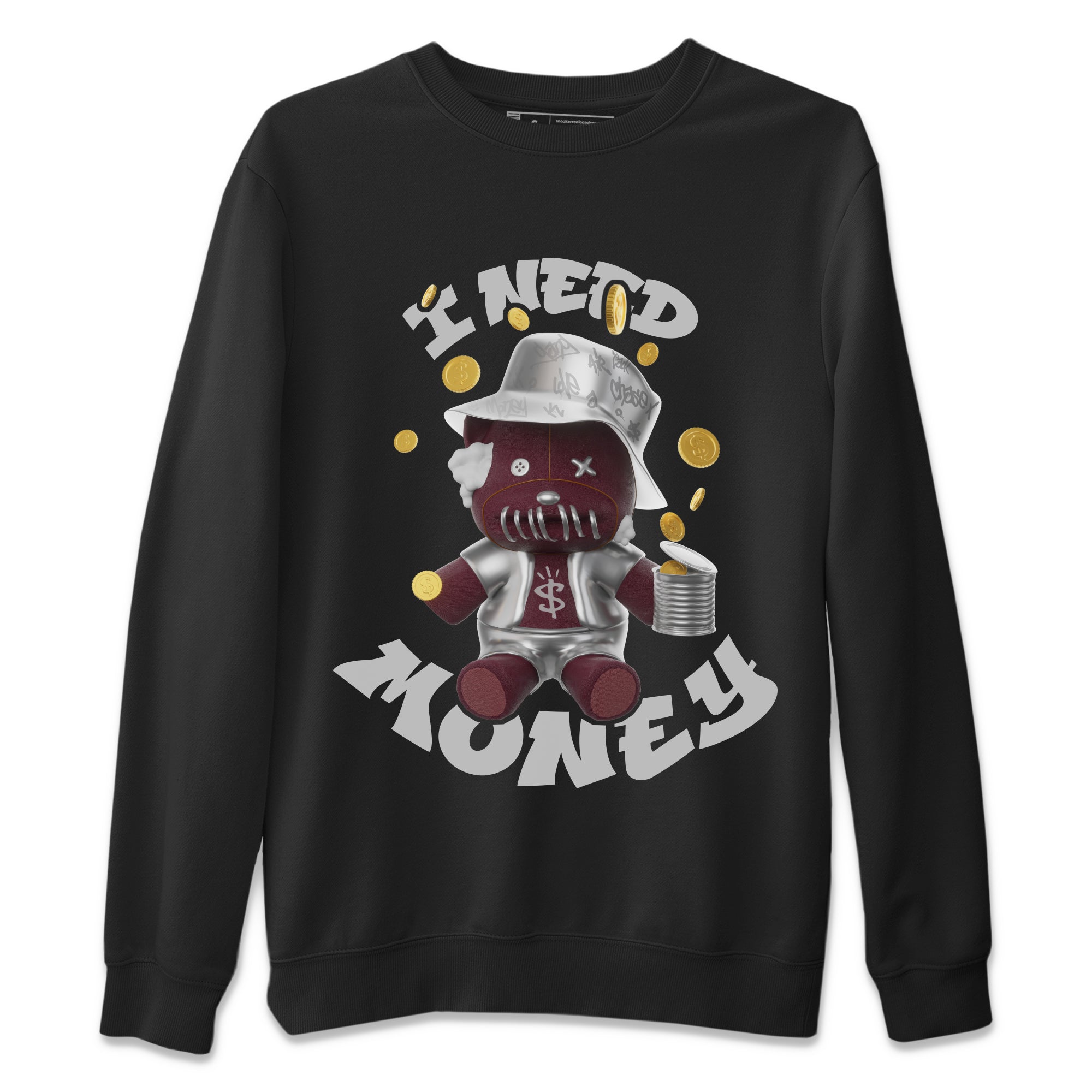 Air Jordan 5 Burgundy shirt to match jordans I Need Money Streetwear Sneaker Shirt AJ5 Burgundy Drip Gear Zone Sneaker Matching Clothing Unisex Black 2 T-Shirt