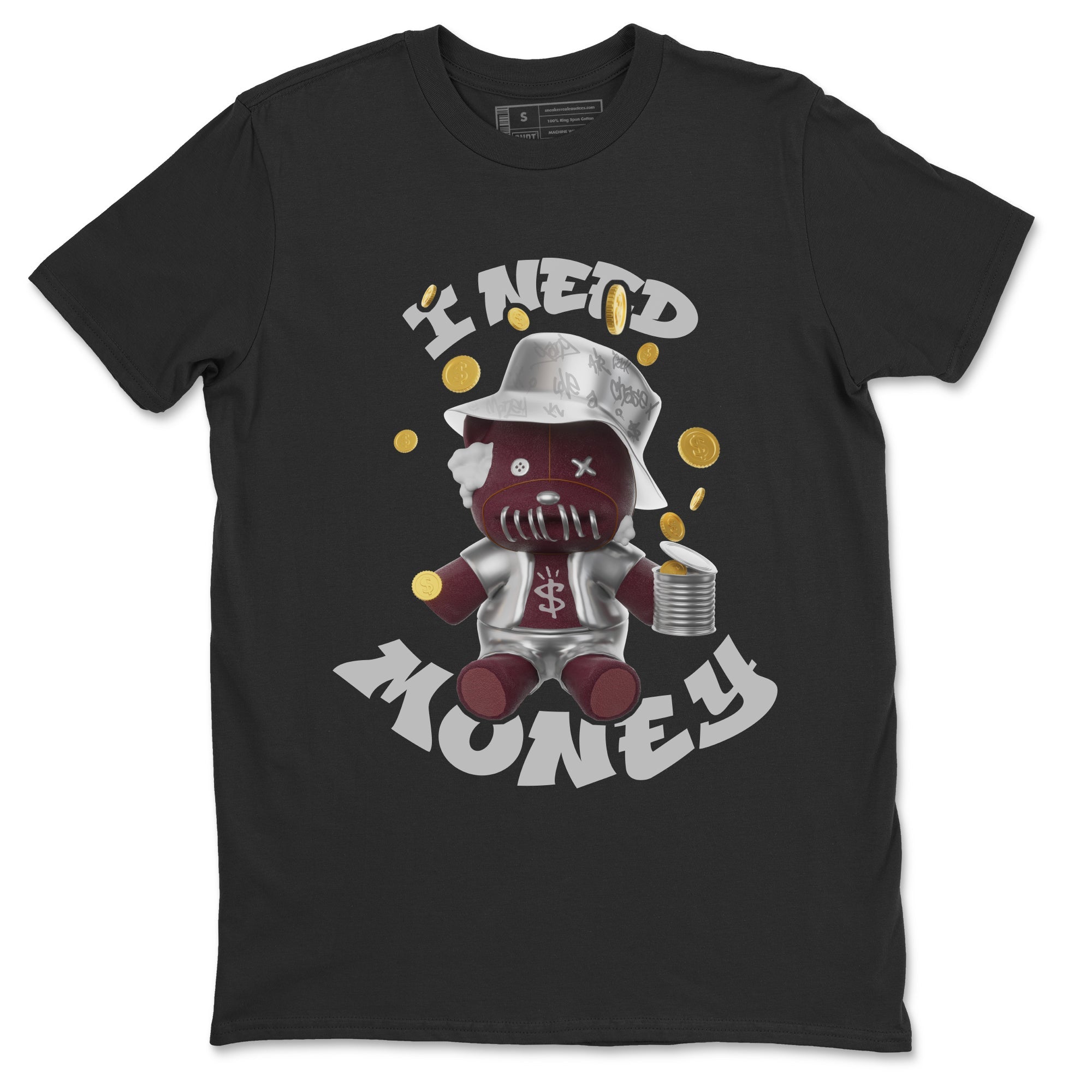 Air Jordan 5 Burgundy shirt to match jordans I Need Money Streetwear Sneaker Shirt AJ5 Burgundy Drip Gear Zone Sneaker Matching Clothing Unisex Black 2 T-Shirt