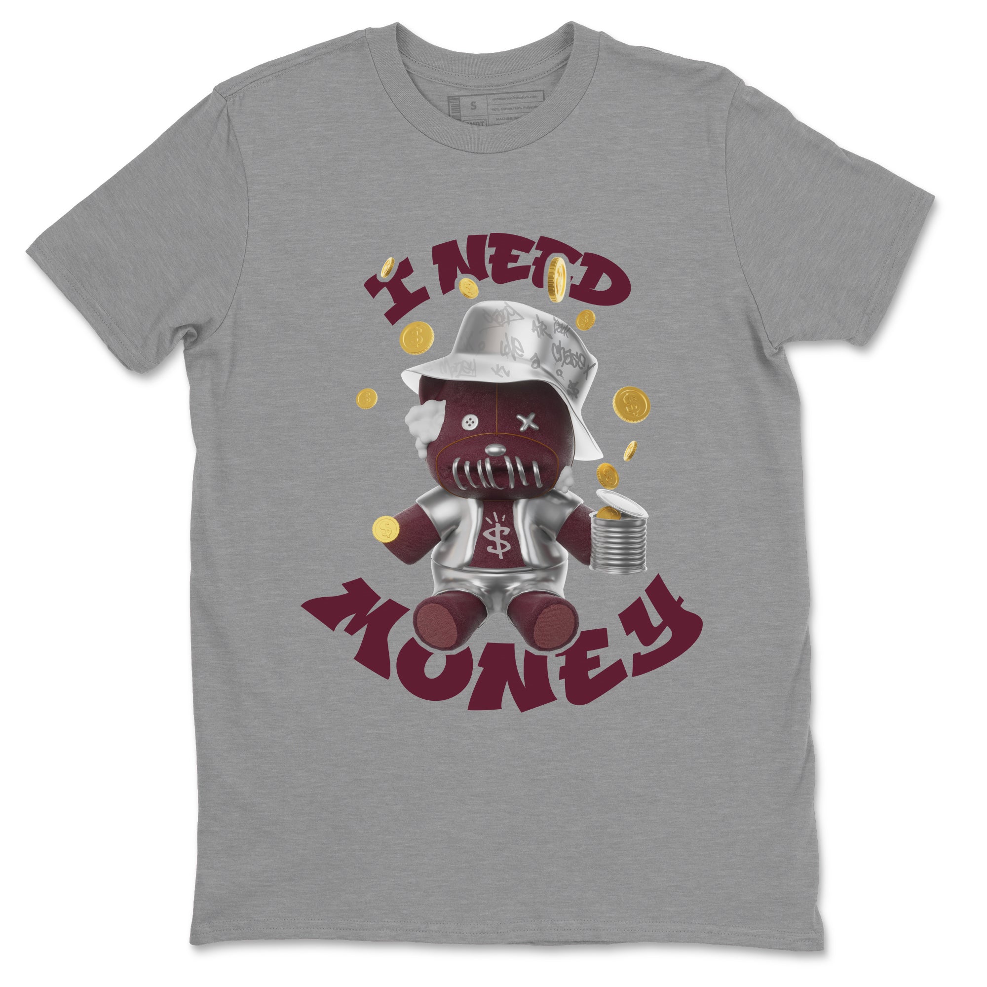 Air Jordan 5 Burgundy shirt to match jordans I Need Money Streetwear Sneaker Shirt AJ5 Burgundy Drip Gear Zone Sneaker Matching Clothing Unisex Heather Grey 2 T-Shirt
