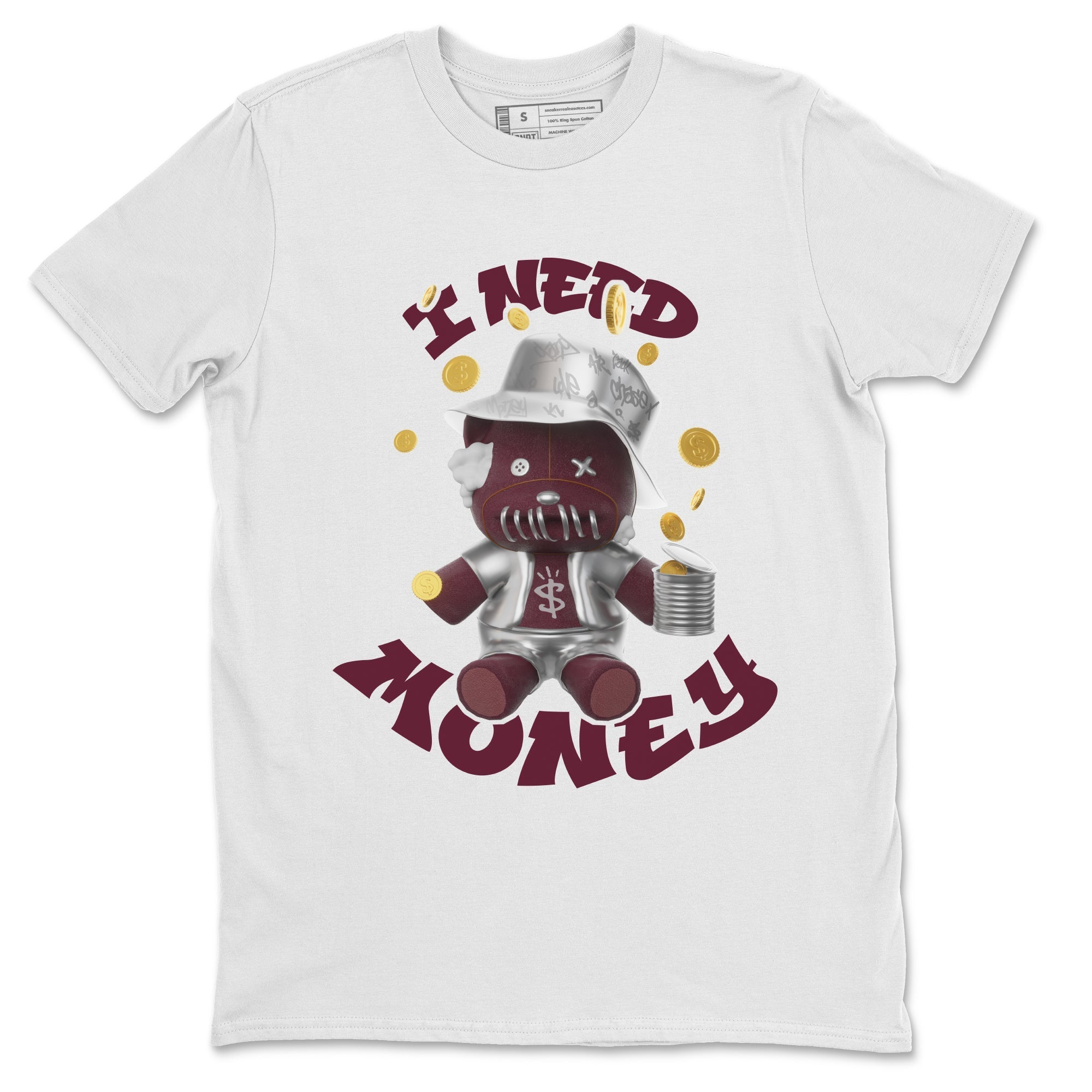 Air Jordan 5 Burgundy shirt to match jordans I Need Money Streetwear Sneaker Shirt AJ5 Burgundy Drip Gear Zone Sneaker Matching Clothing Unisex White 2 T-Shirt
