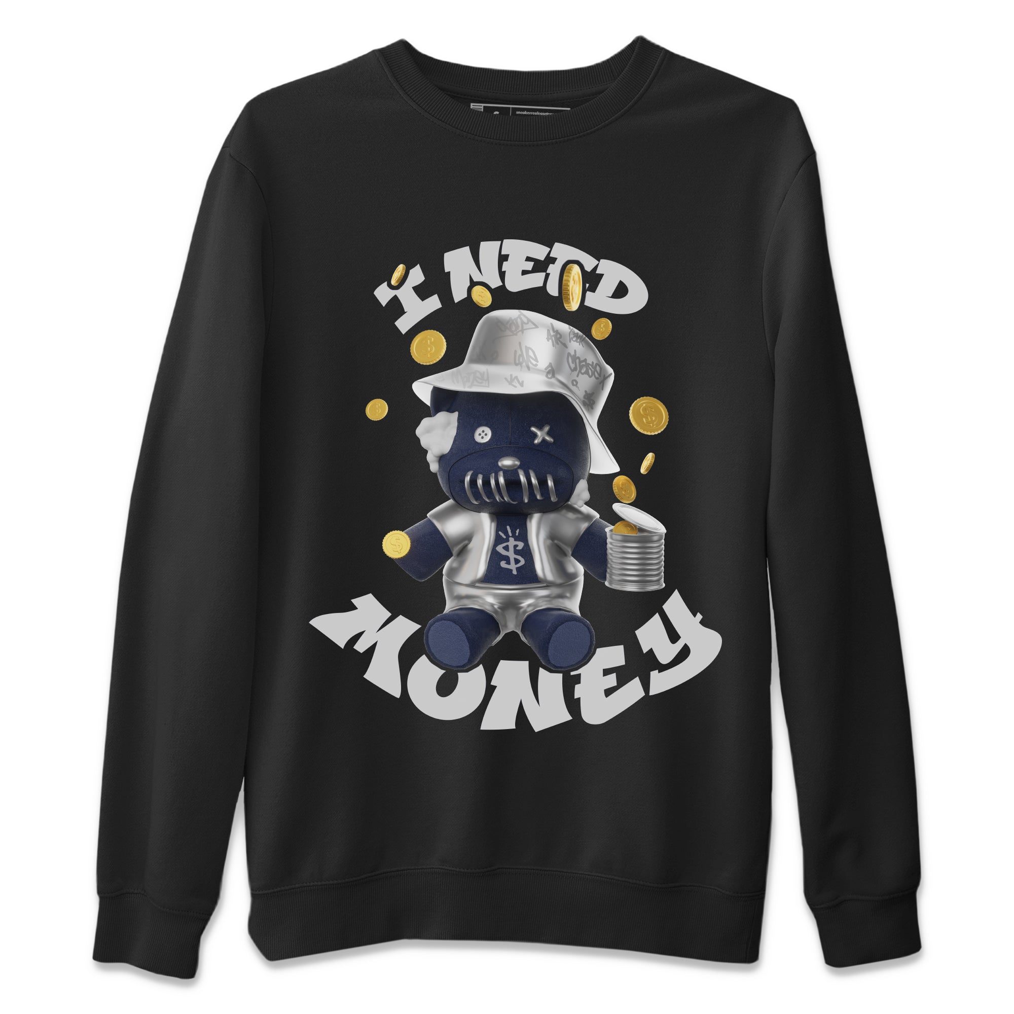 Air Jordan 5 Georgetown shirt to match jordans I Need Money Streetwear Sneaker Shirt AJ5 Georgetown Drip Gear Zone Sneaker Matching Clothing Unisex Black 2 T-Shirt