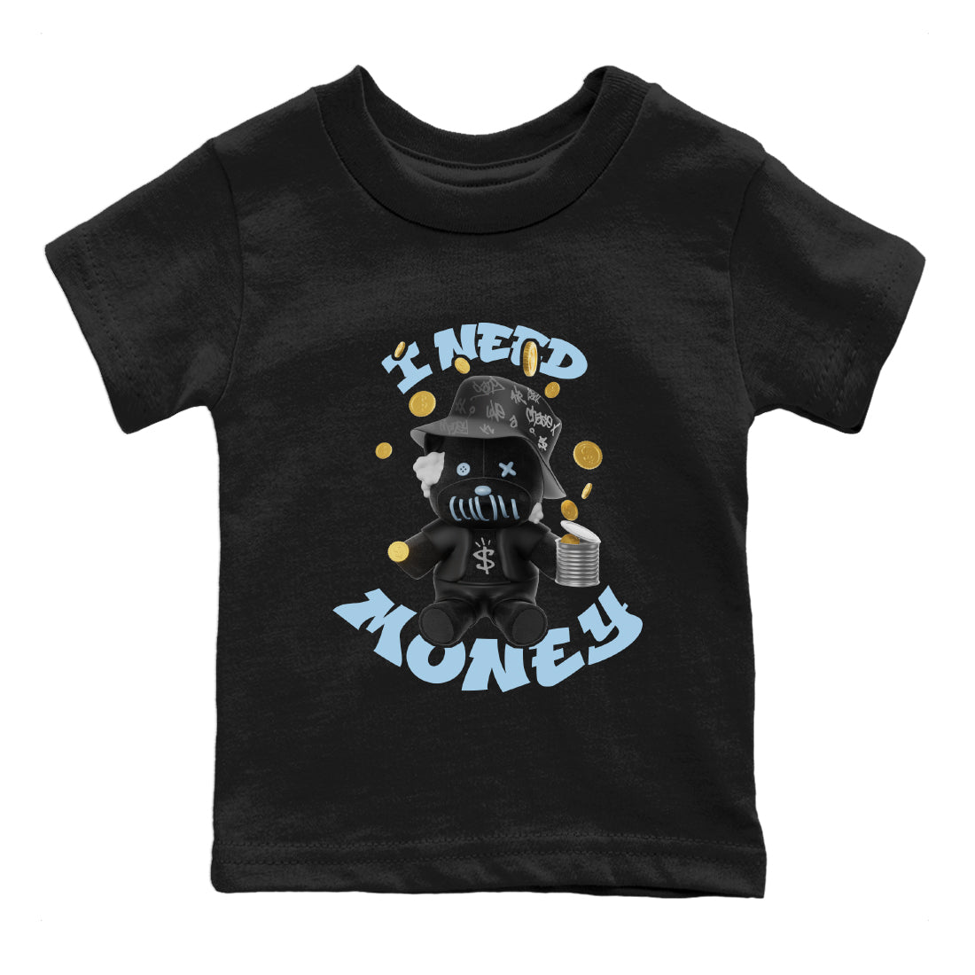 Air Jordan 7 Chambray shirt to match jordans I Need Money Streetwear Sneaker Shirt AJ7 Chambray Drip Gear Zone Sneaker Matching Clothing Baby Toddler Black 2 T-Shirt