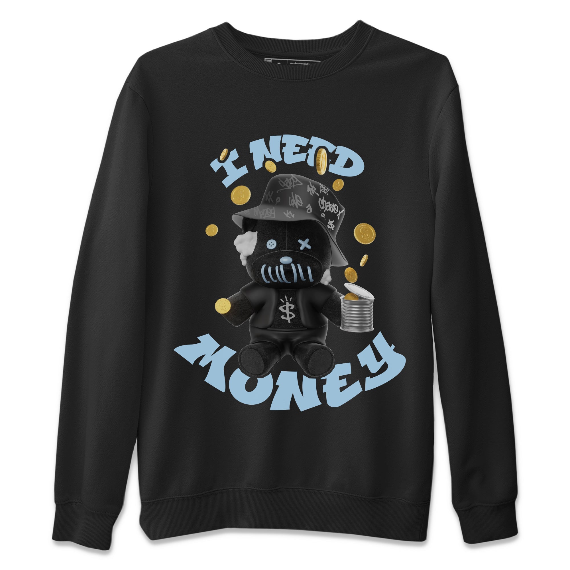 Air Jordan 7 Chambray shirt to match jordans I Need Money Streetwear Sneaker Shirt AJ7 Chambray Drip Gear Zone Sneaker Matching Clothing Unisex Black 2 T-Shirt