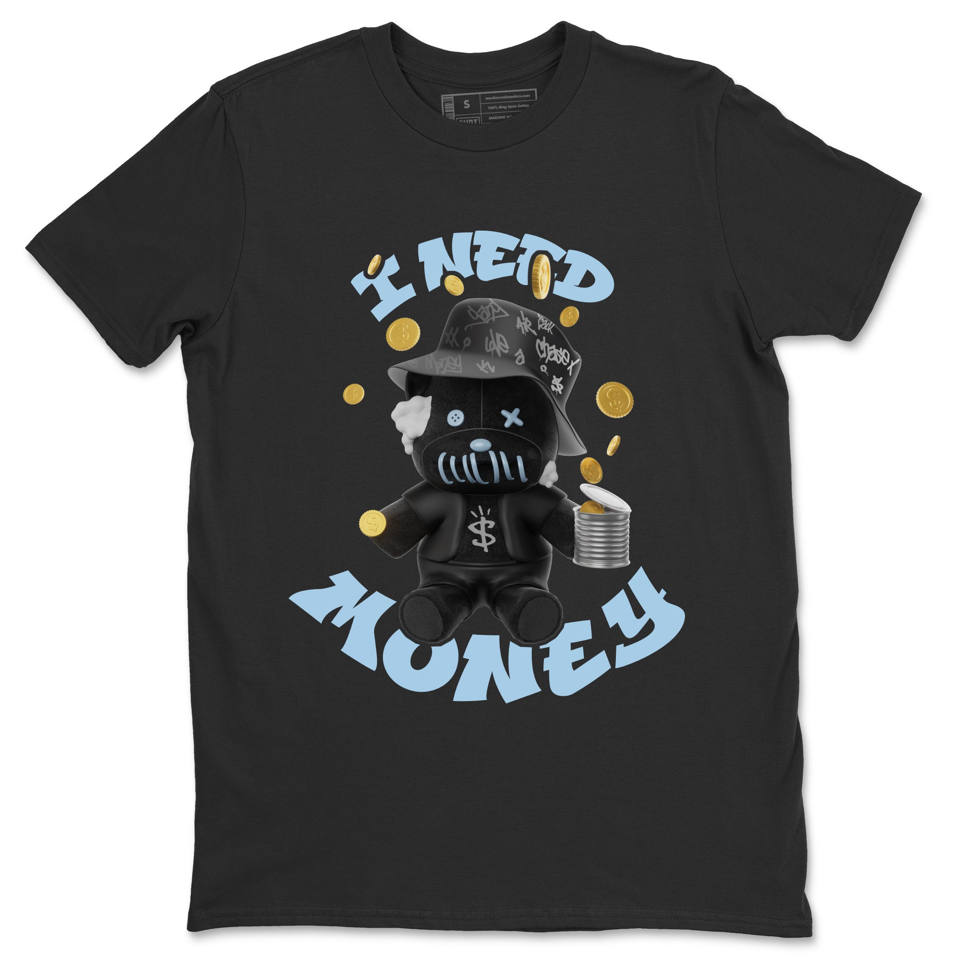 Air Jordan 7 Chambray shirt to match jordans I Need Money Streetwear Sneaker Shirt AJ7 Chambray Drip Gear Zone Sneaker Matching Clothing Unisex Black 2 T-Shirt