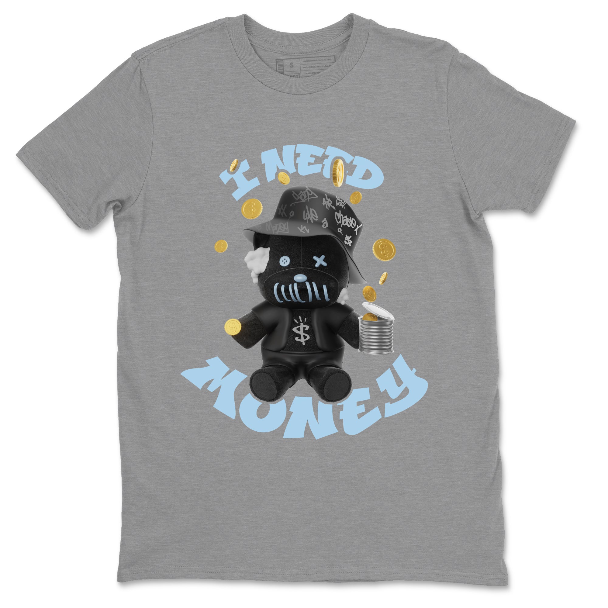 Air Jordan 7 Chambray shirt to match jordans I Need Money Streetwear Sneaker Shirt AJ7 Chambray Drip Gear Zone Sneaker Matching Clothing Unisex Heather Grey 2 T-Shirt