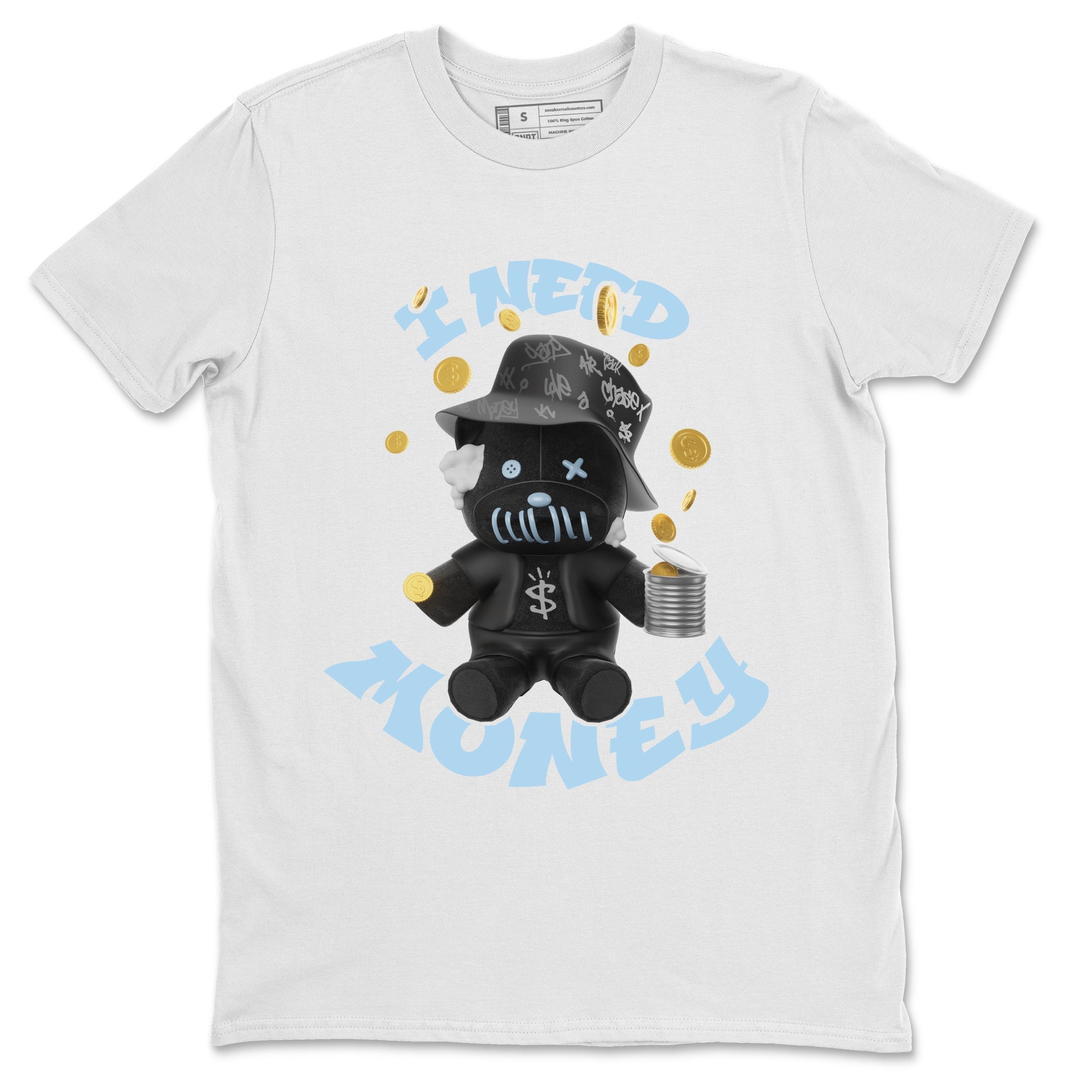 Air Jordan 7 Chambray shirt to match jordans I Need Money Streetwear Sneaker Shirt AJ7 Chambray Drip Gear Zone Sneaker Matching Clothing Unisex White 2 T-Shirt