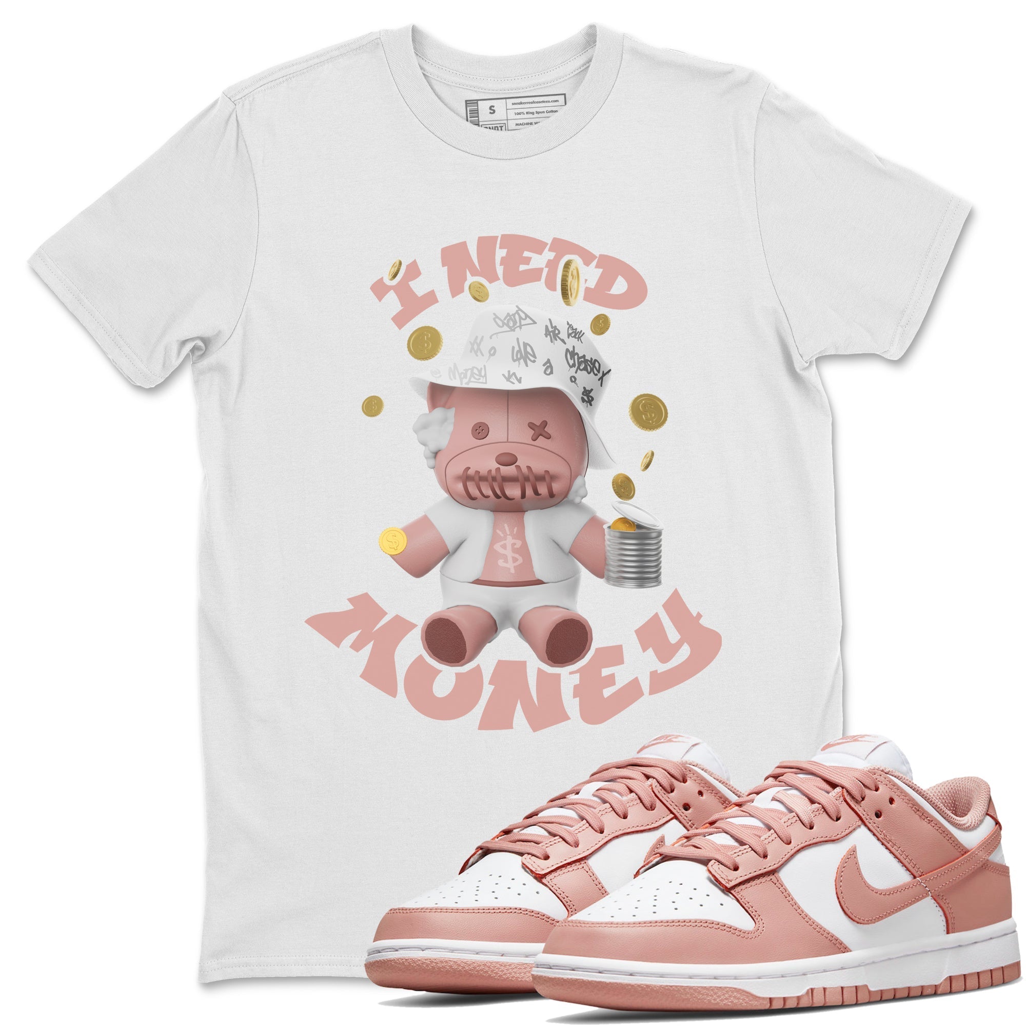 Dunk Rose Whisper shirt to match jordans I Need Money Streetwear Sneaker Shirt Nike Dunk LowRose Whisper Drip Gear Zone Sneaker Matching Clothing Unisex White 1 T-Shirt