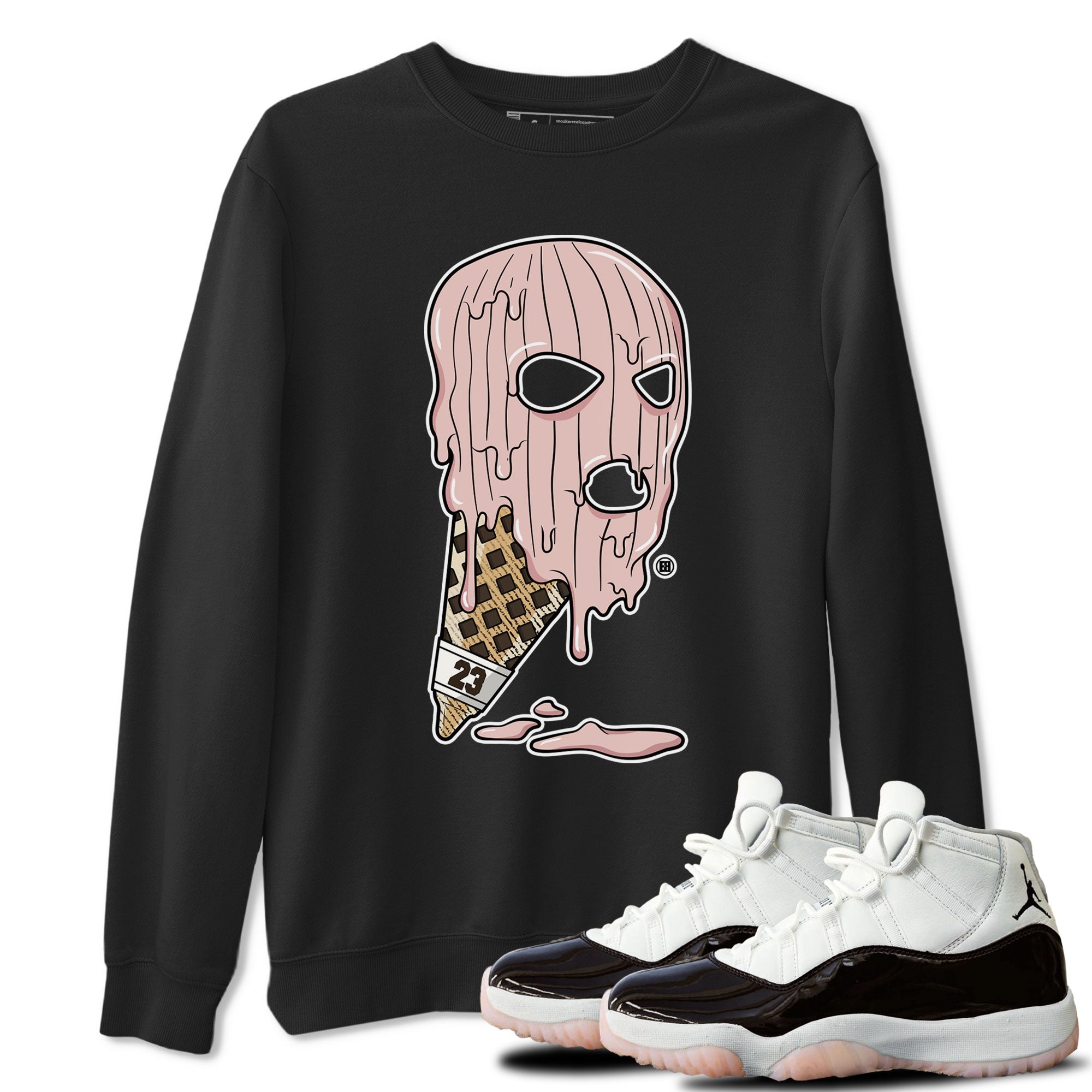 Air Jordan 11 Neapolitan shirt to match jordans Ice Cream Mask special sneaker matching tees Jordan 11 WMNS Neapolitan Drip Gear Zone Unisex Black 1 T-Shirt