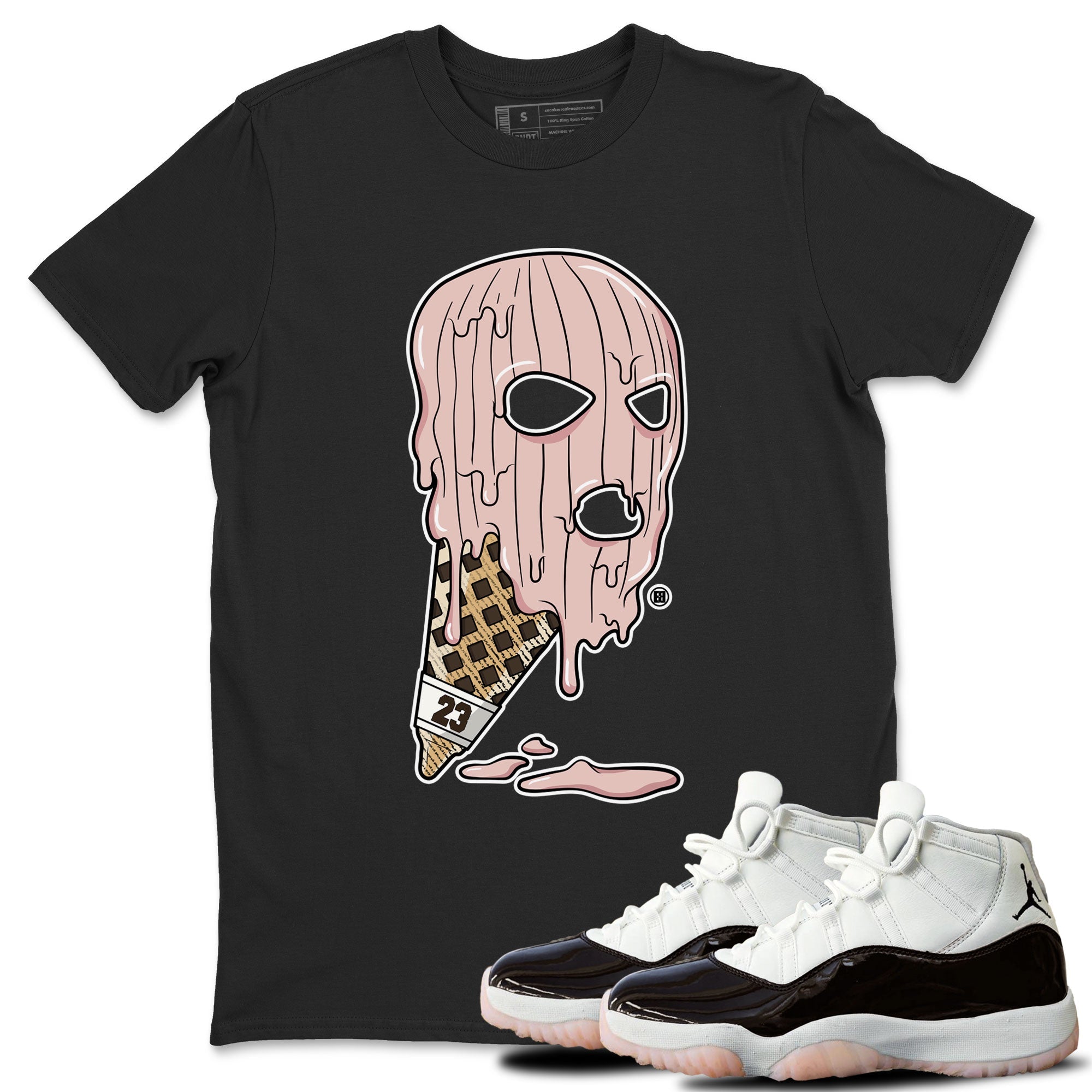 Air Jordan 11 Neapolitan shirt to match jordans Ice Cream Mask special sneaker matching tees Jordan 11 WMNS Neapolitan Drip Gear Zone Unisex Black 1 T-Shirt