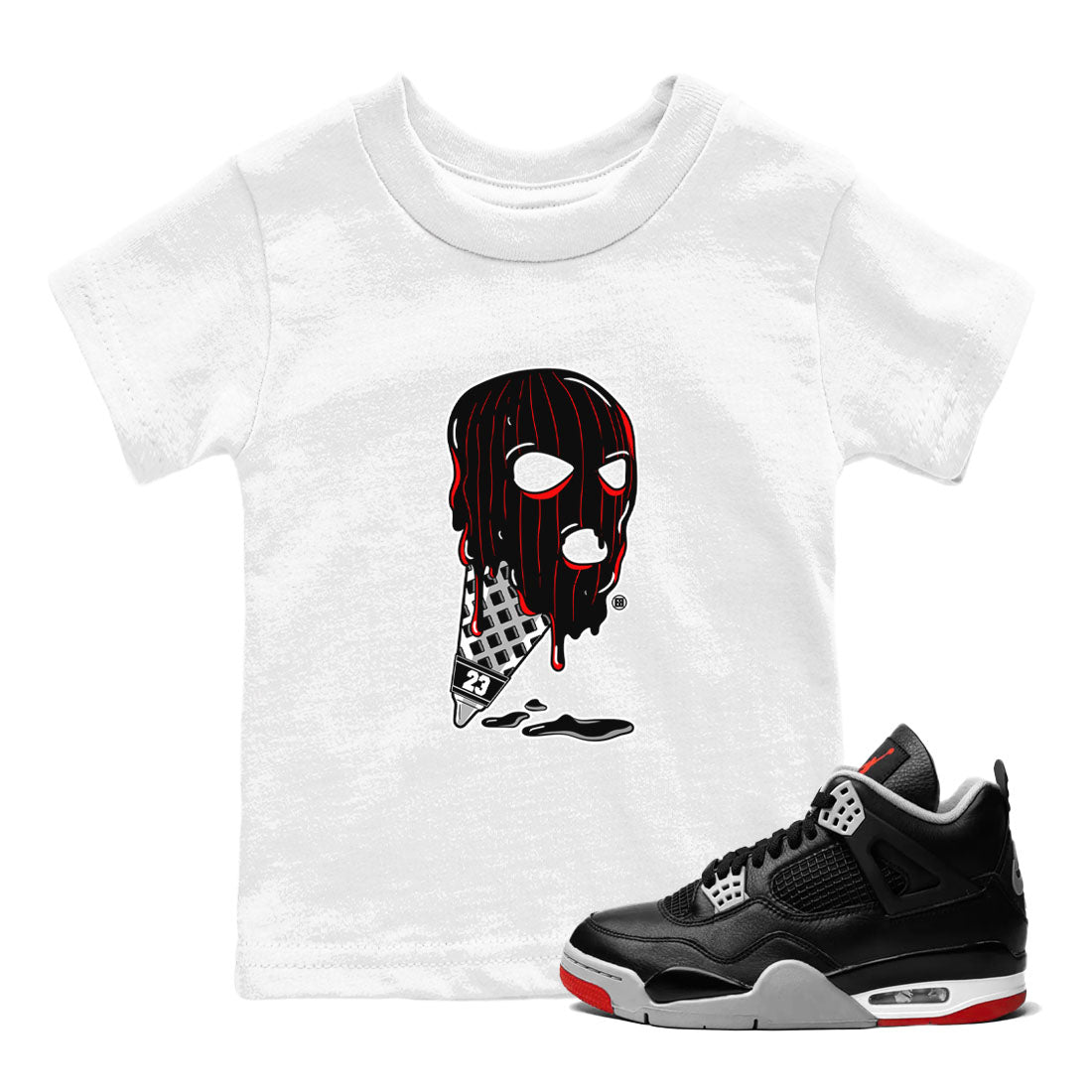 Air Jordan 4 Bred Reimagined shirt to match jordans Ice Cream Mask sneaker tees 4s Bred Reimagined Drip Gear Zone baby toddler White 1 cotton Shirt