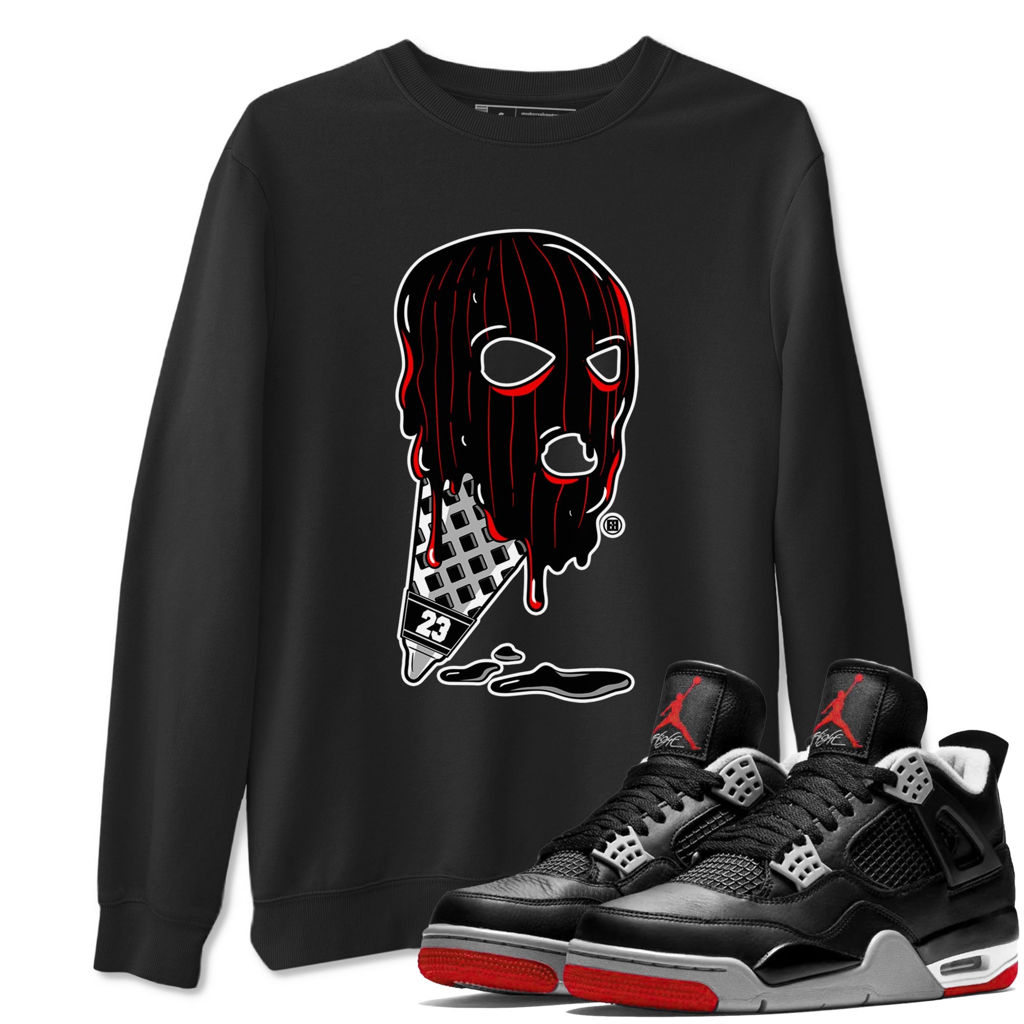 Air Jordan 4 Bred Reimagined shirt to match jordans Ice Cream Mask sneaker tees 4s Bred Reimagined Drip Gear Zone unisex cotton Black 1 crew neck shirt