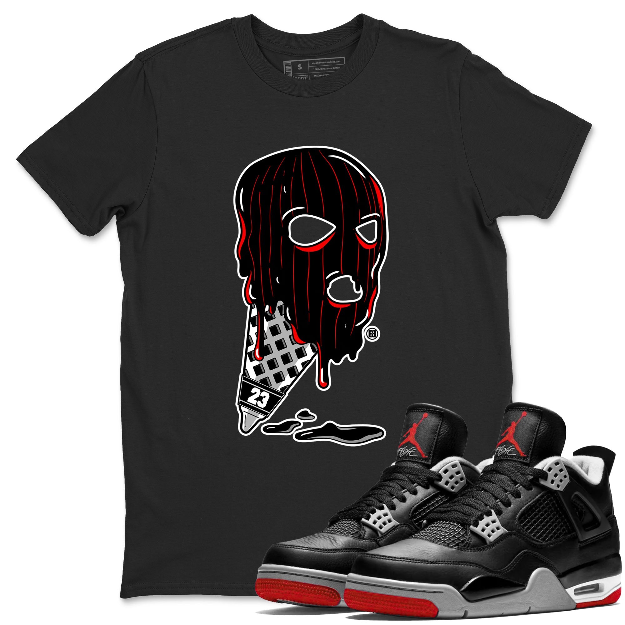 Air Jordan 4 Bred Reimagined shirt to match jordans Ice Cream Mask sneaker tees 4s Bred Reimagined Drip Gear Zone unisex cotton Black 1 crew neck shirt