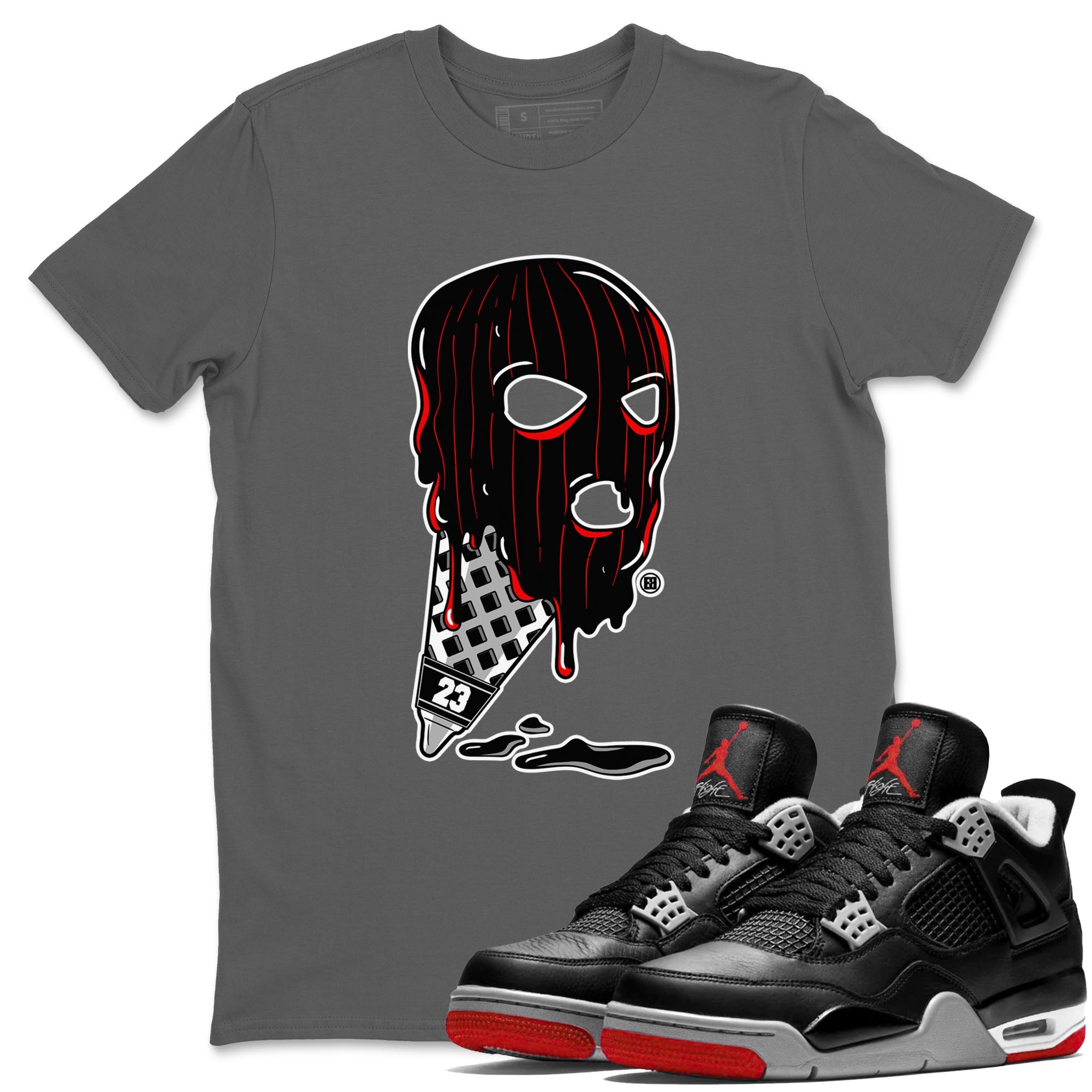 Air Jordan 4 Bred Reimagined shirt to match jordans Ice Cream Mask sneaker tees 4s Bred Reimagined Drip Gear Zone unisex cotton Cool Grey 1 crew neck shirt
