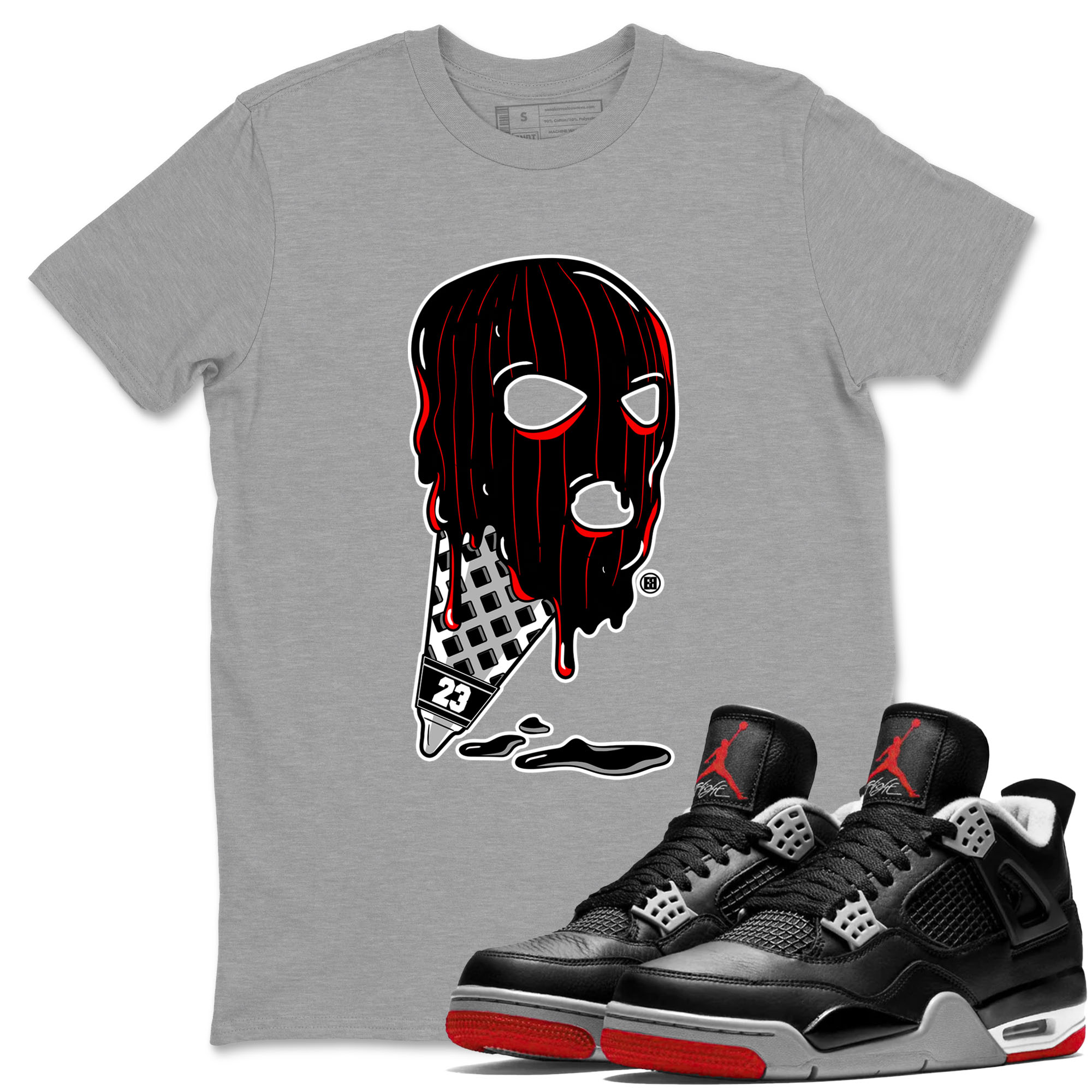 Air Jordan 4 Bred Reimagined shirt to match jordans Ice Cream Mask sneaker tees 4s Bred Reimagined Drip Gear Zone unisex cotton Heather Grey 1 crew neck shirt