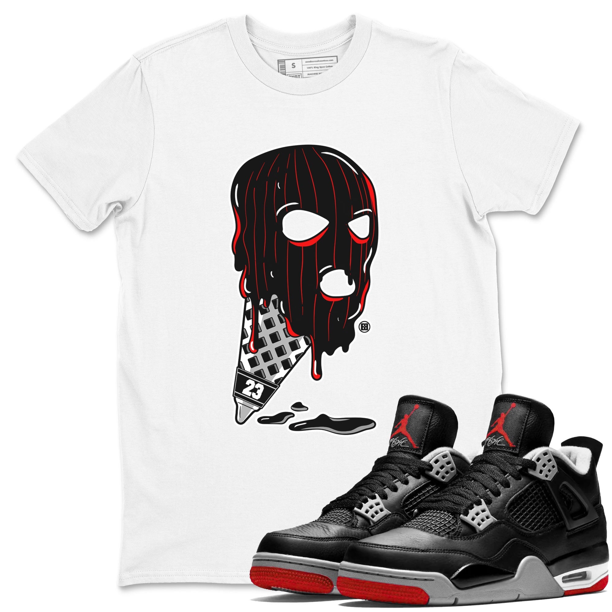 Air Jordan 4 Bred Reimagined shirt to match jordans Ice Cream Mask sneaker tees 4s Bred Reimagined Drip Gear Zone unisex cotton White 1 crew neck shirt