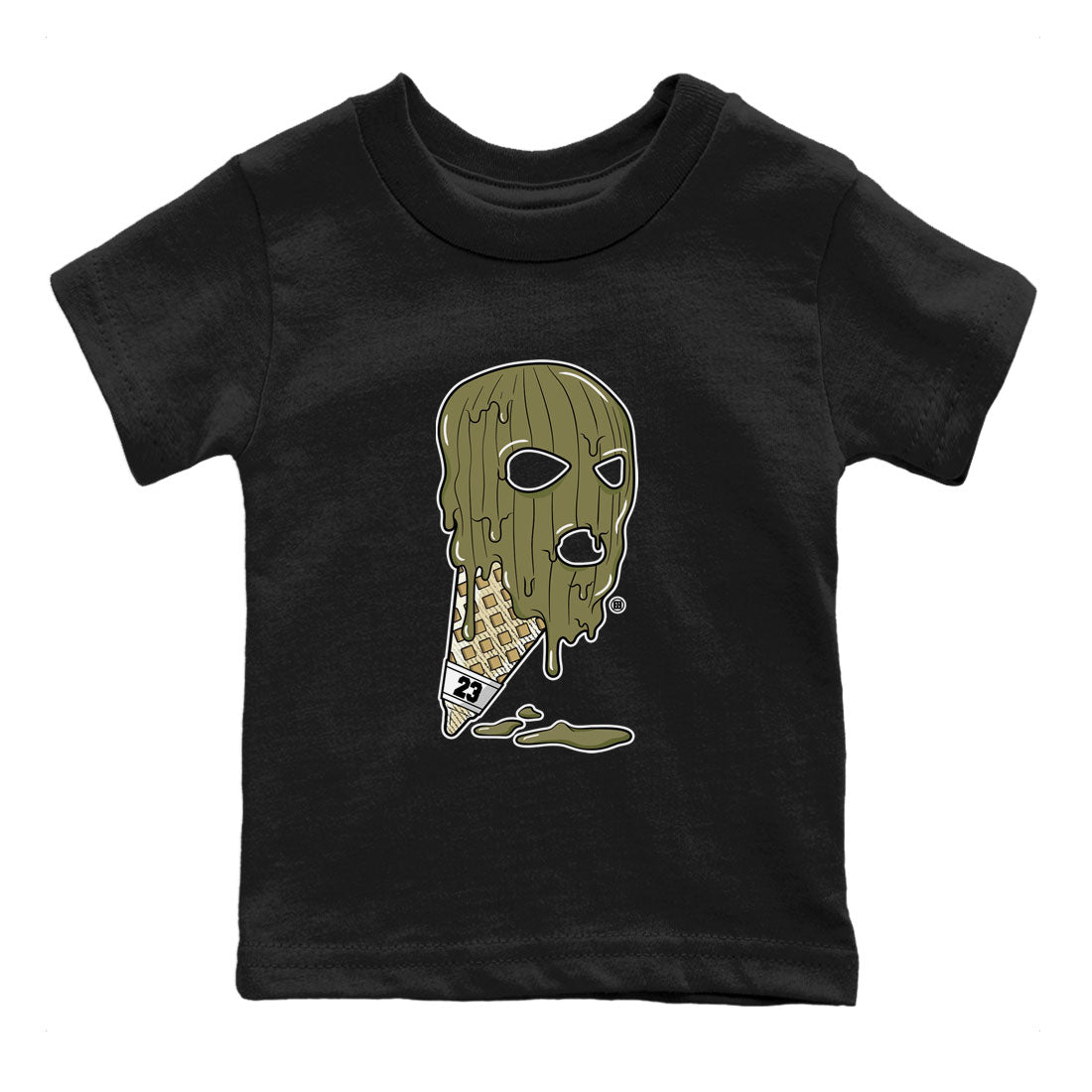 Air Jordan 4 Medium Olive shirt to match jordans streetwear brand Ice Cream Mask sneaker match tees 4s Olive Drip Gear Zone Baby Toddler Black 2 T-Shirt
